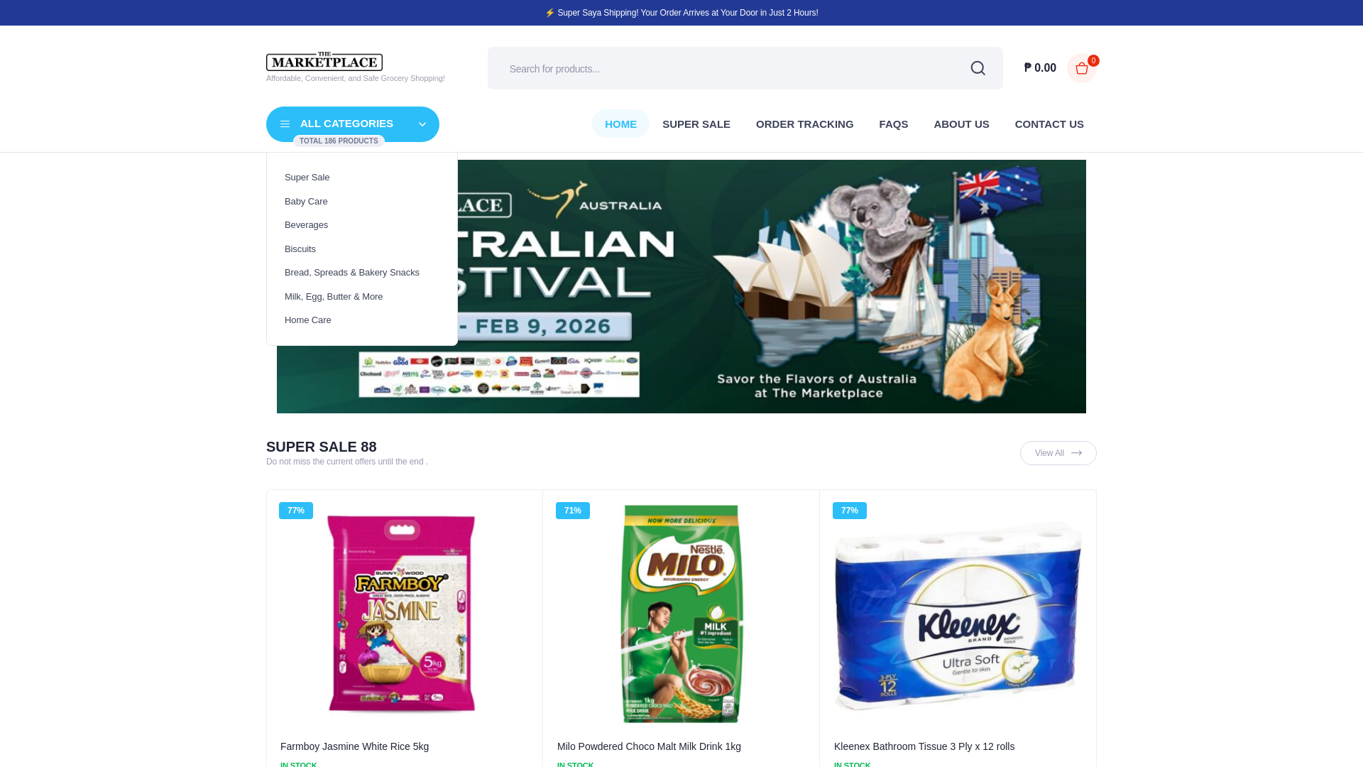 website screenshot of https://themarketplace-ph-com.shop