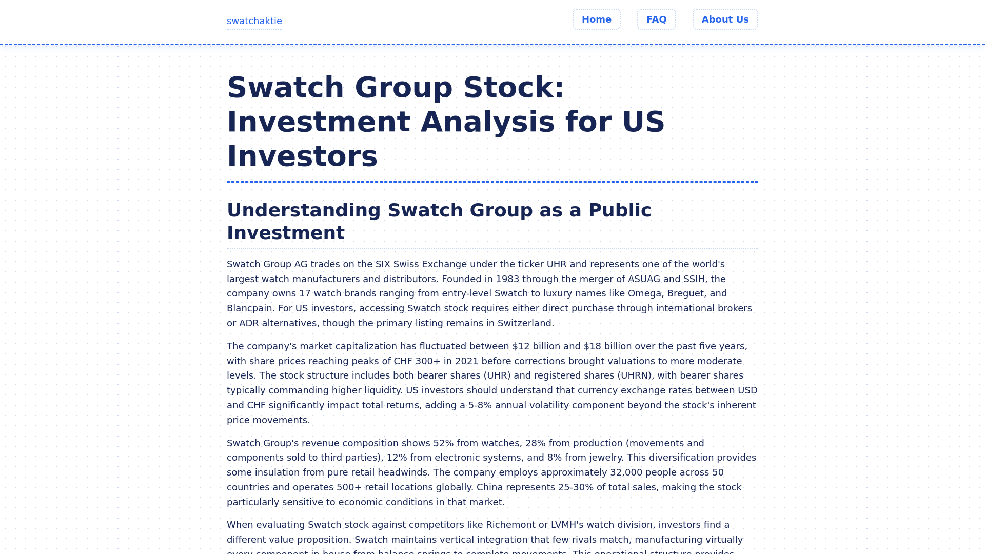 website screenshot of https://swatchaktie-xyz.pages.dev/