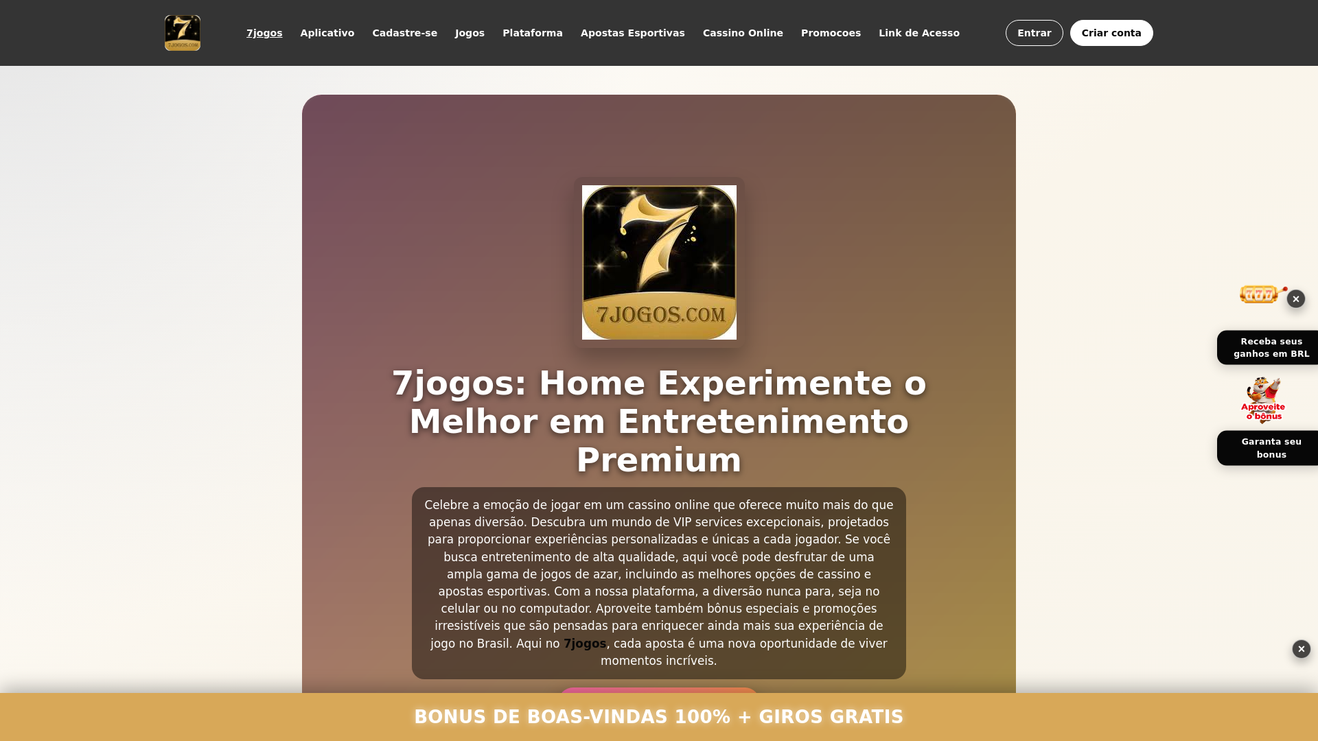 website screenshot of https://7jogosaviator.com/