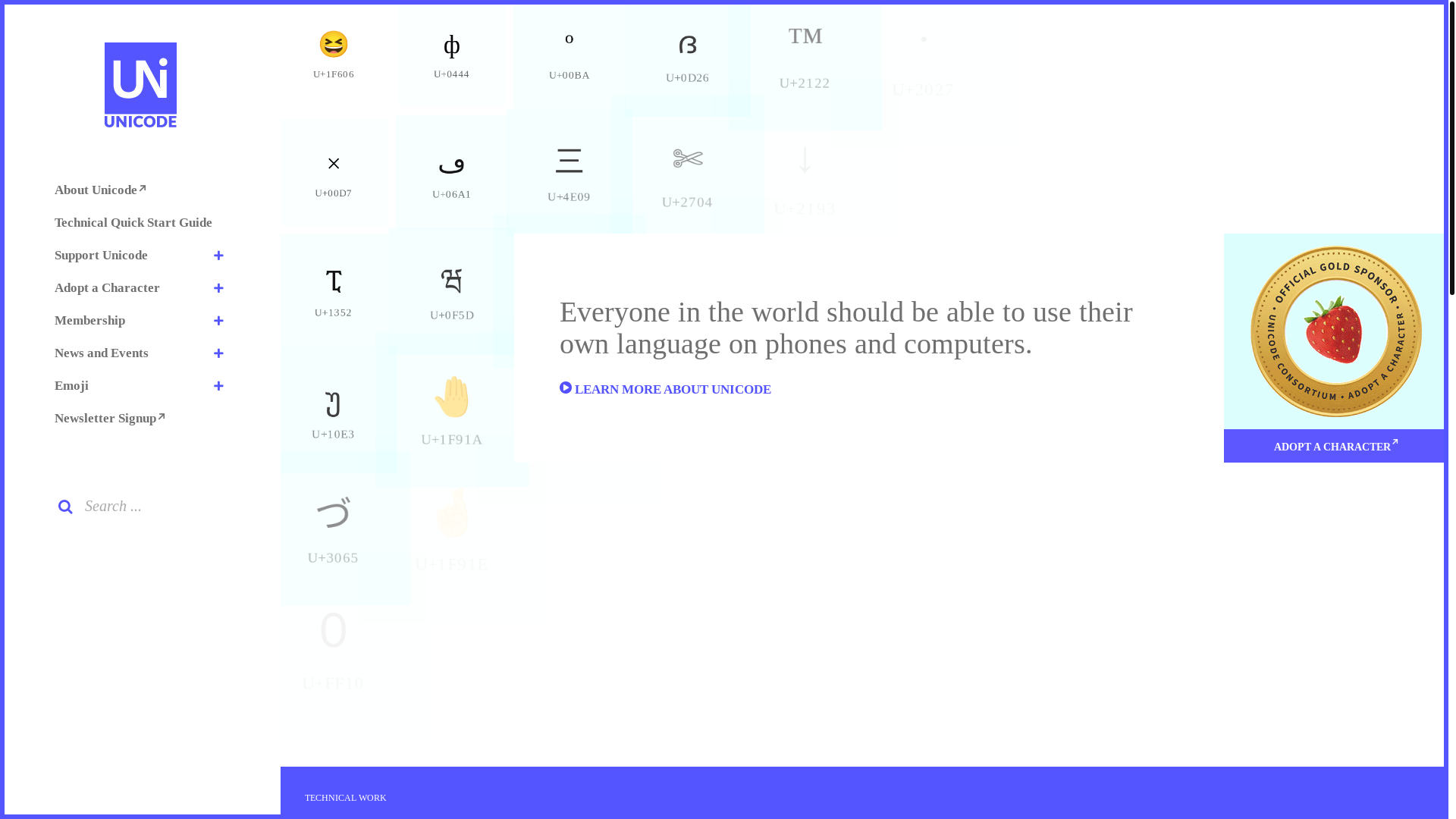 website screenshot of https://unicode.org