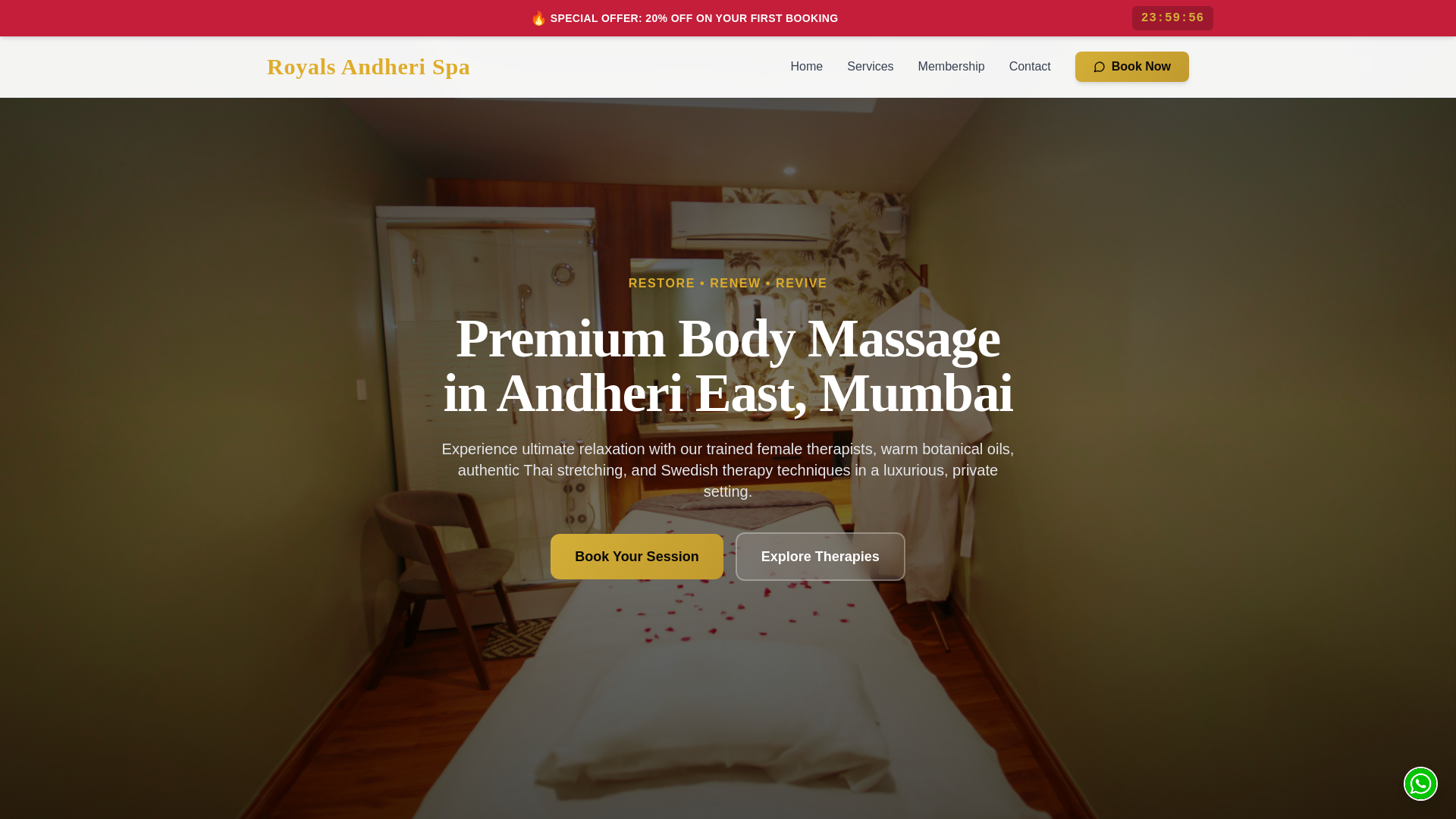 website screenshot of https://royalsandherispa.in/