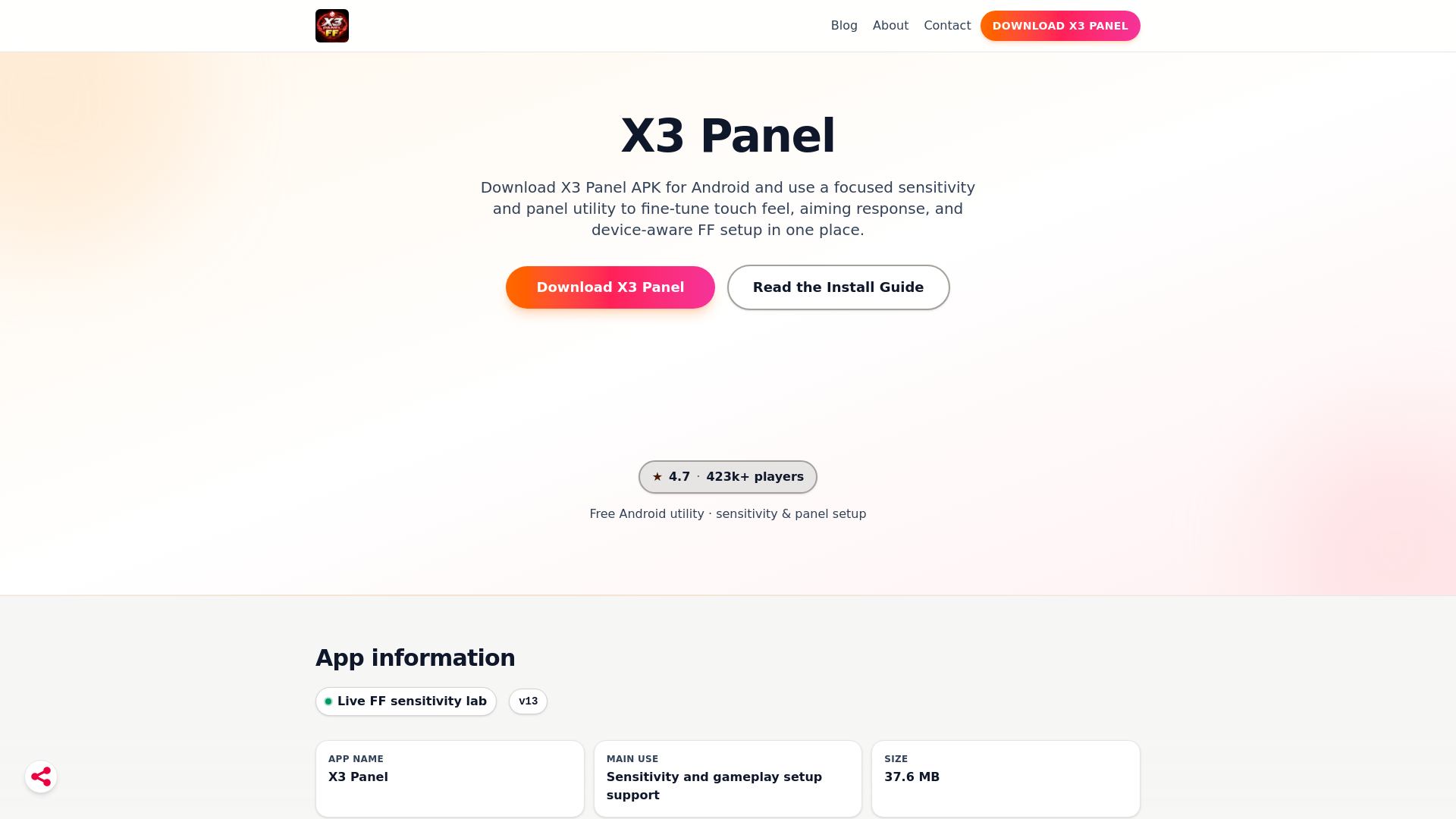 website screenshot of https://x3panel.com/
