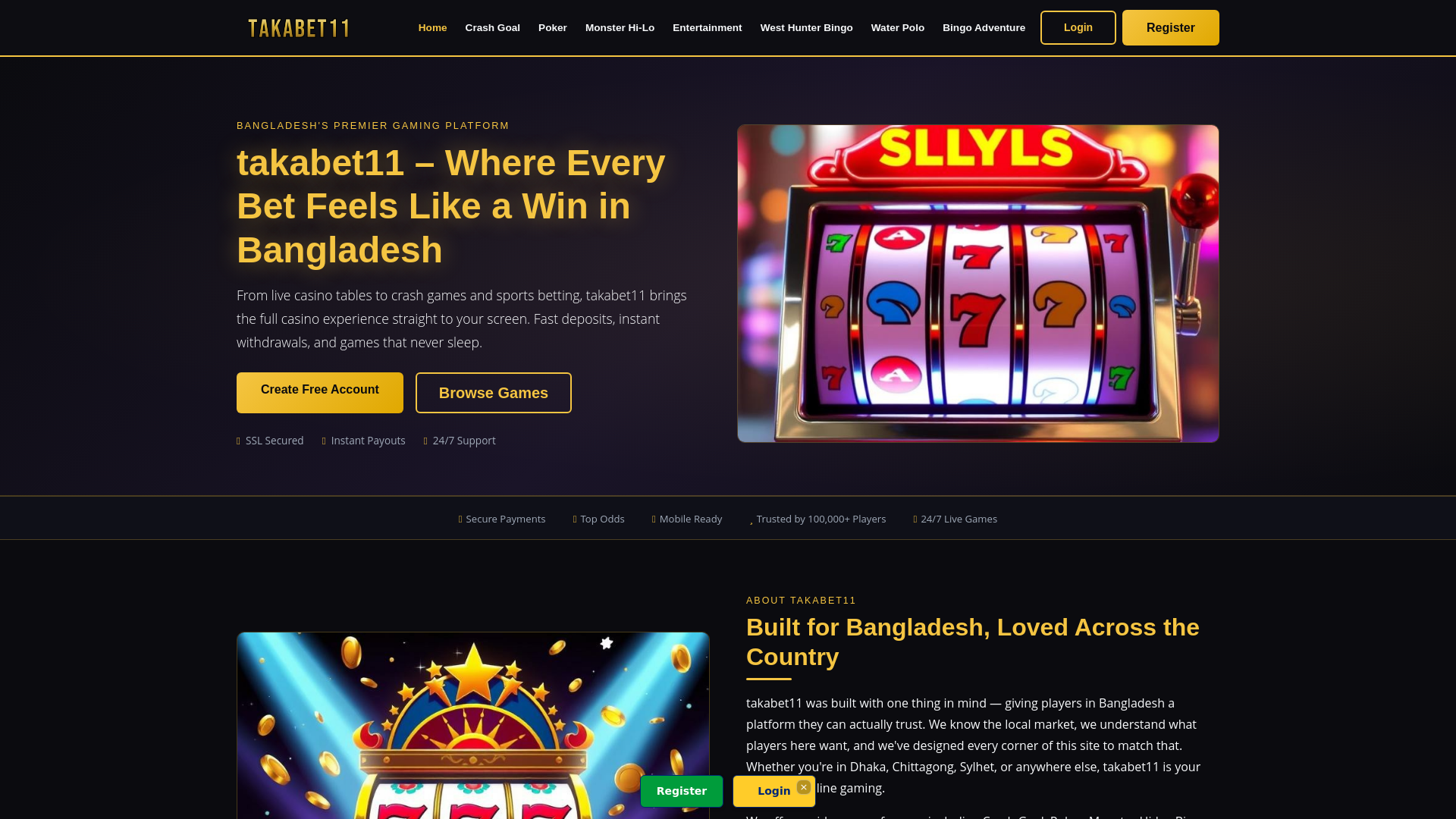 website screenshot of https://takabet11.cc