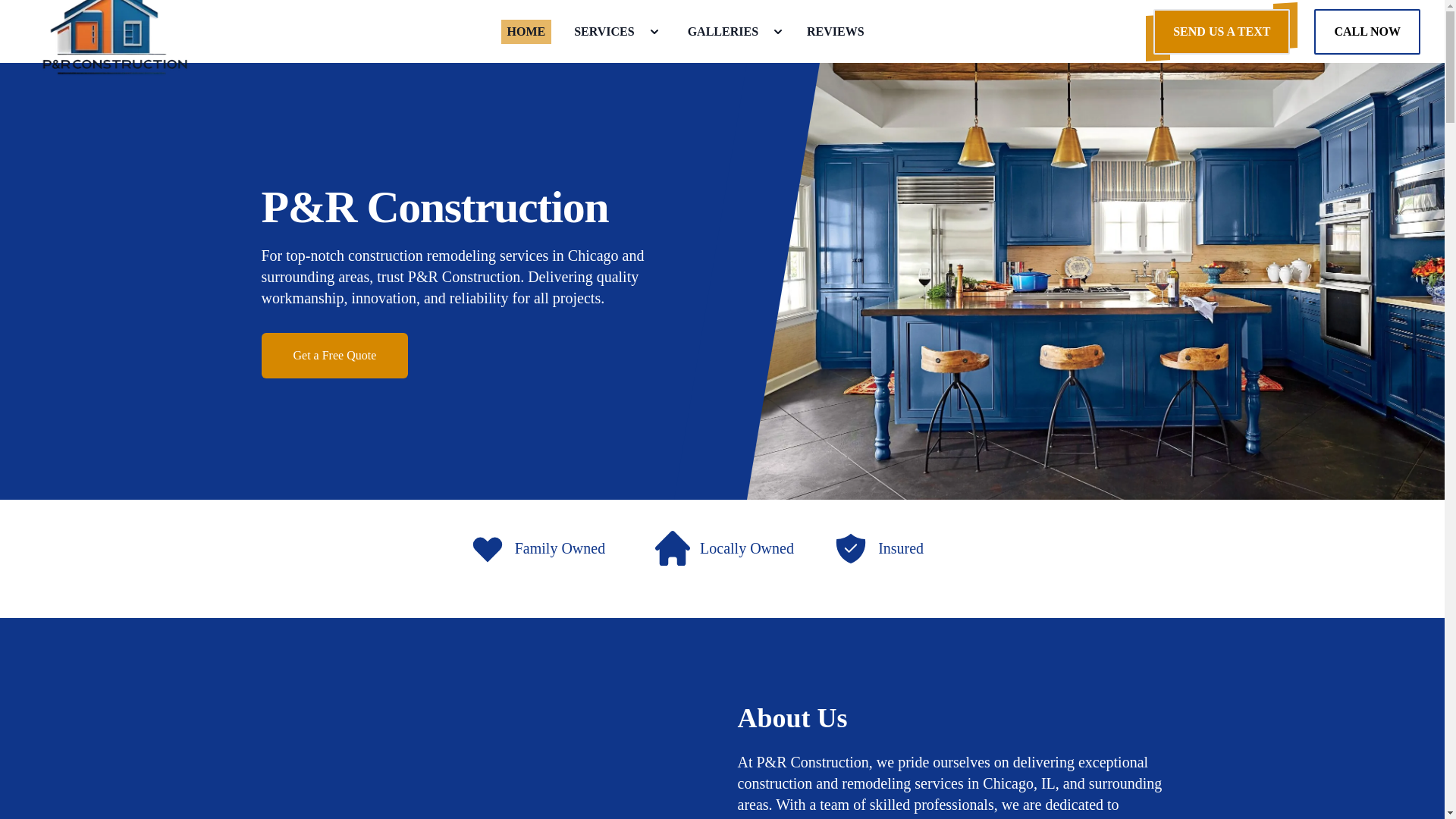 website screenshot of https://pandrconstructionil.com/