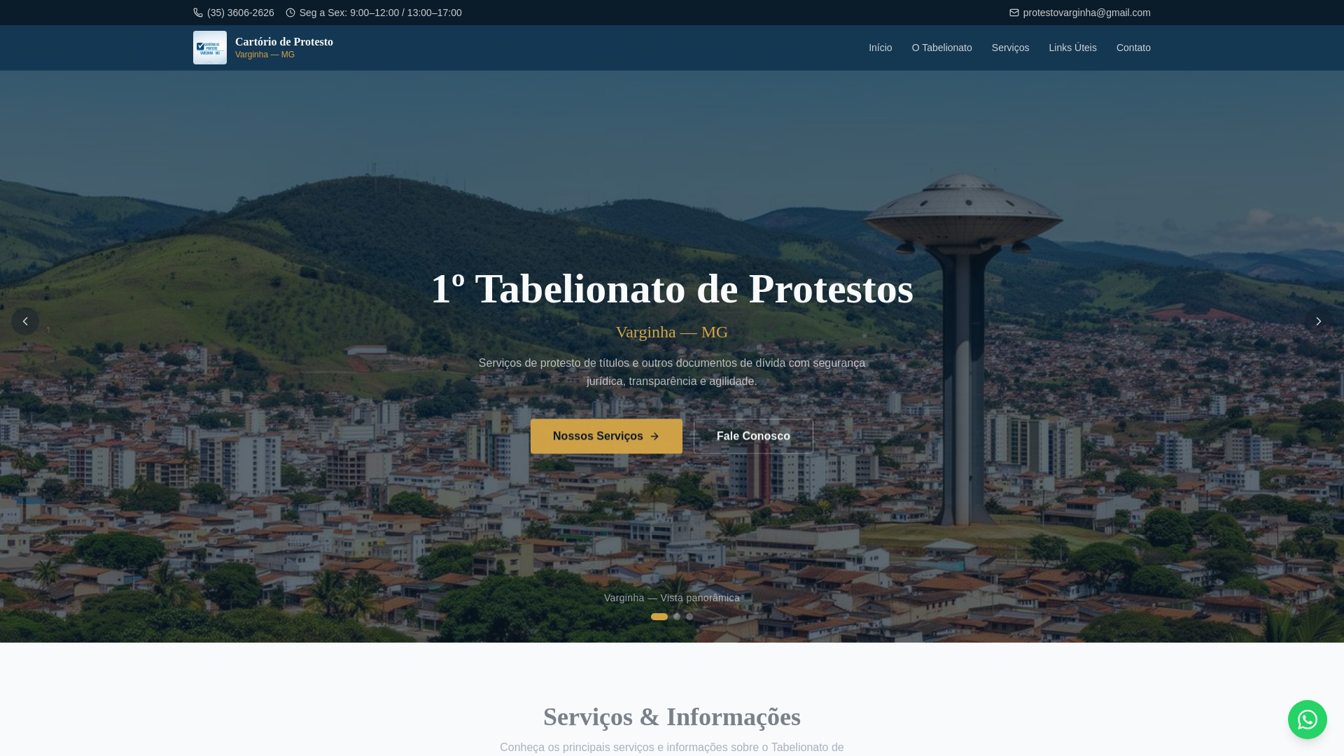 website screenshot of https://protestovarginha.com.br