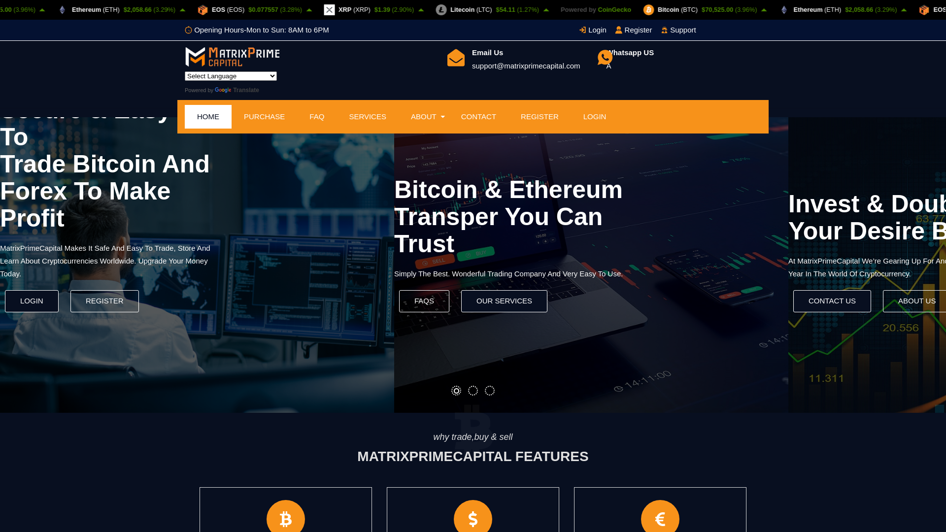 website screenshot of https://matrixprimecapital.com
