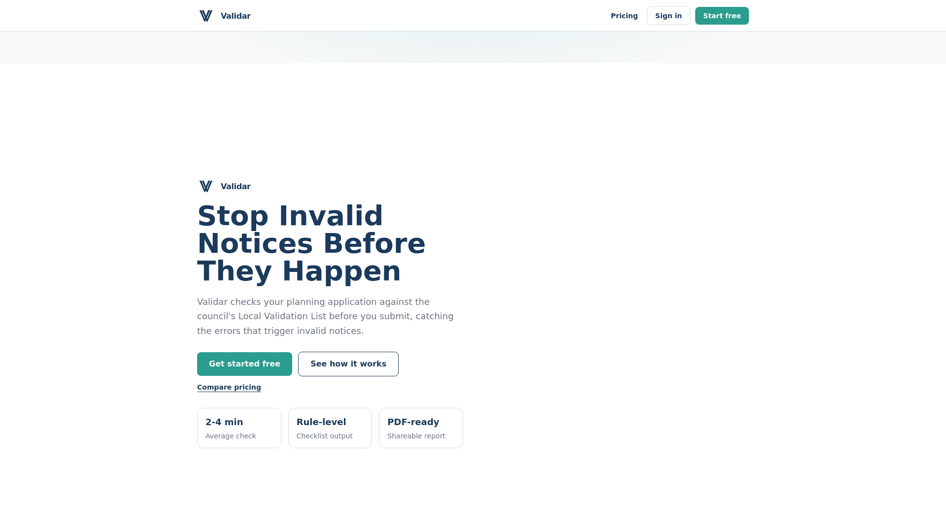 website screenshot of https://validar.co.uk/
