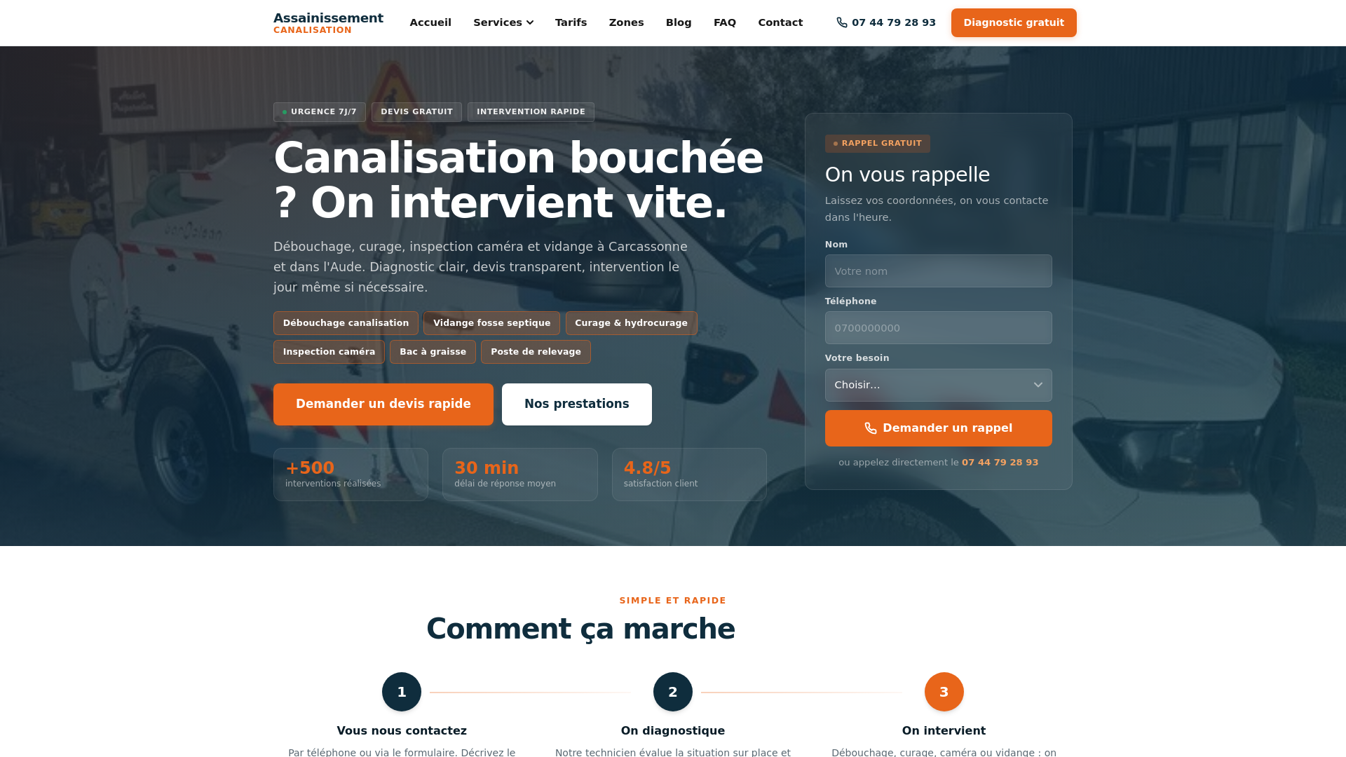 website screenshot of https://debouchage-hydrocureur.fr/