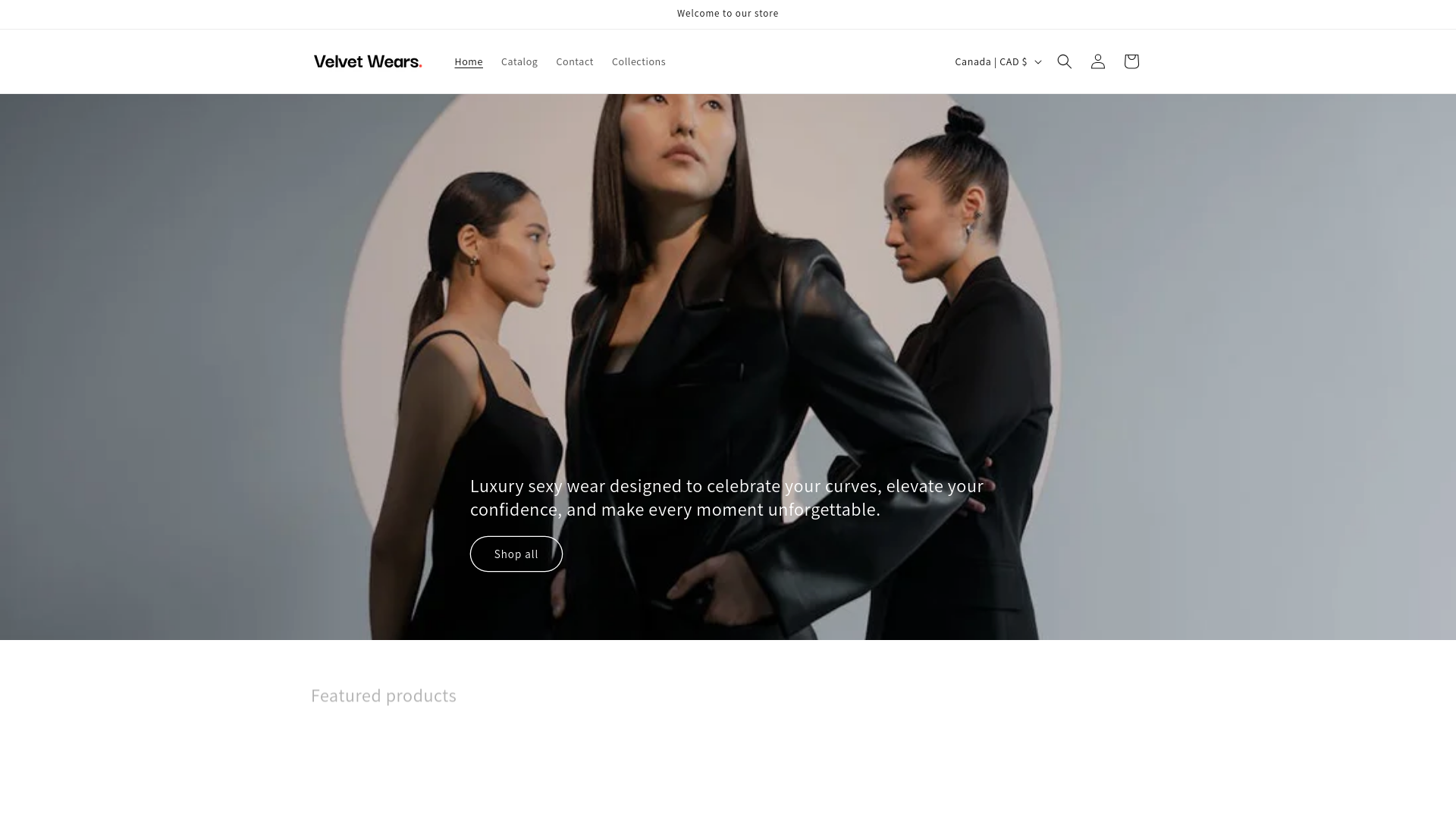 website screenshot of https://velvetwears.com/