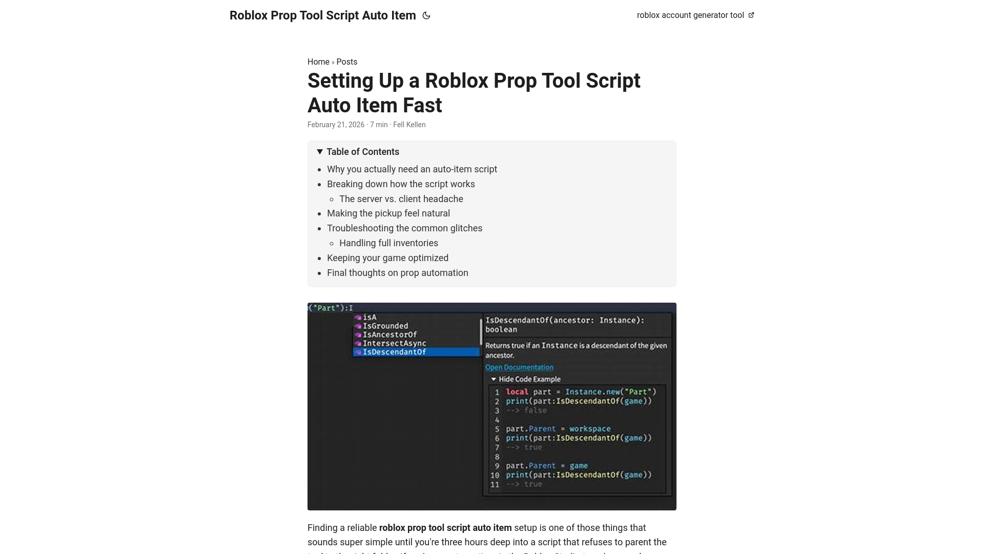 website screenshot of https://roblox-prop-tool-script-auto-item.pages.dev/