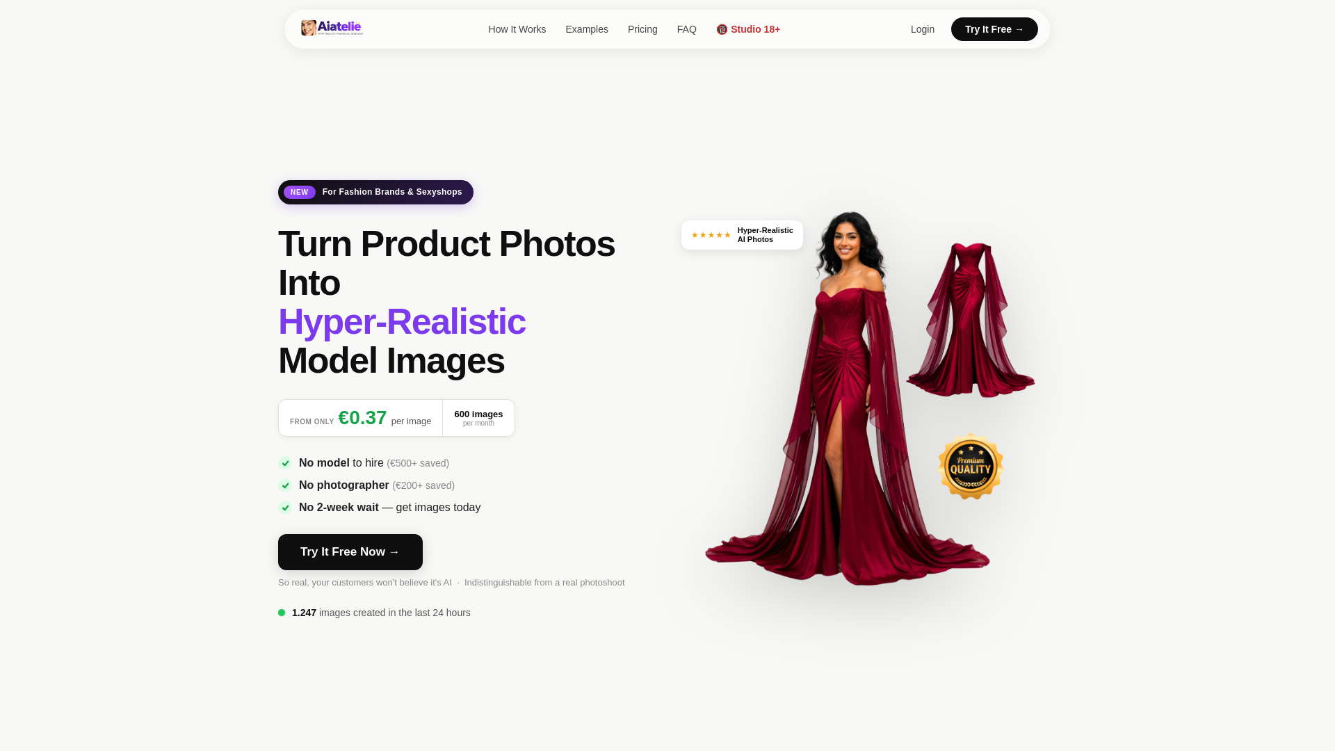 website screenshot of https://aiatelie.com