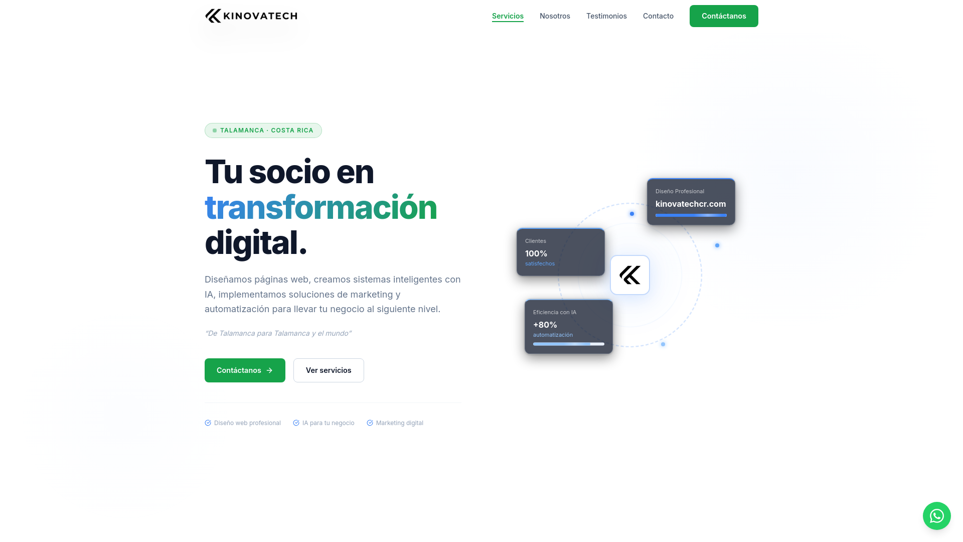 website screenshot of https://kinovatechcr.com/