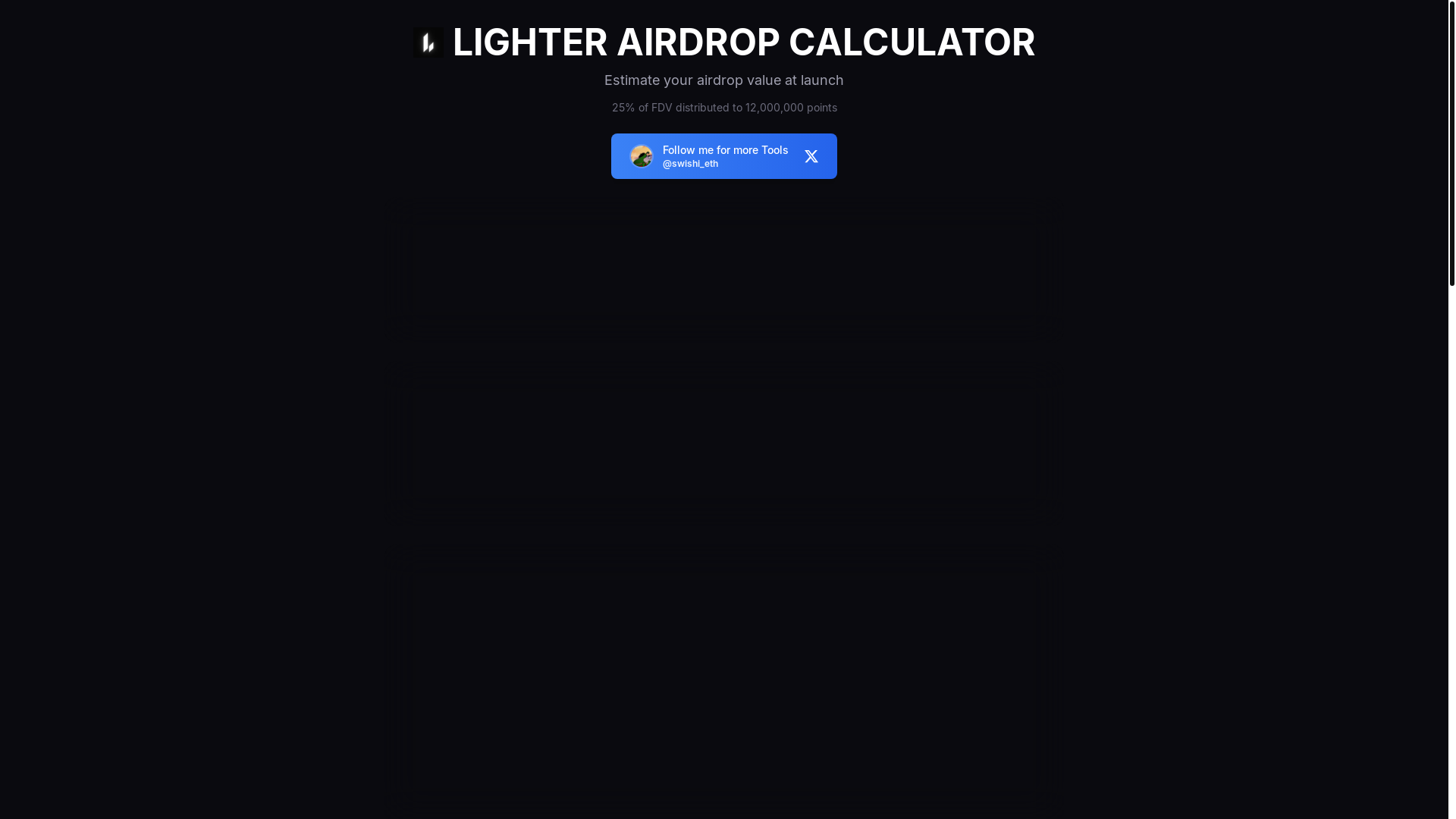 website screenshot of https://lighter-calculator.swishi.xyz/
