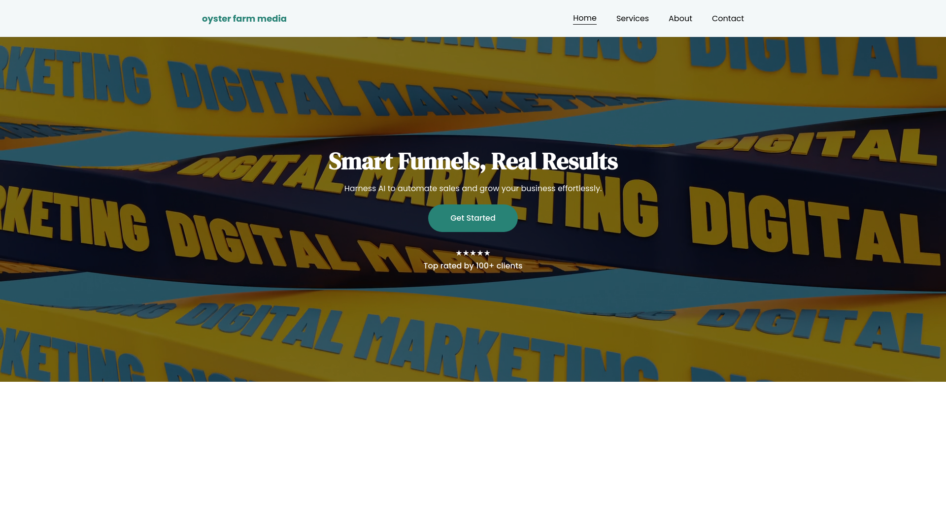 website screenshot of https://oysterfarmmedia.com