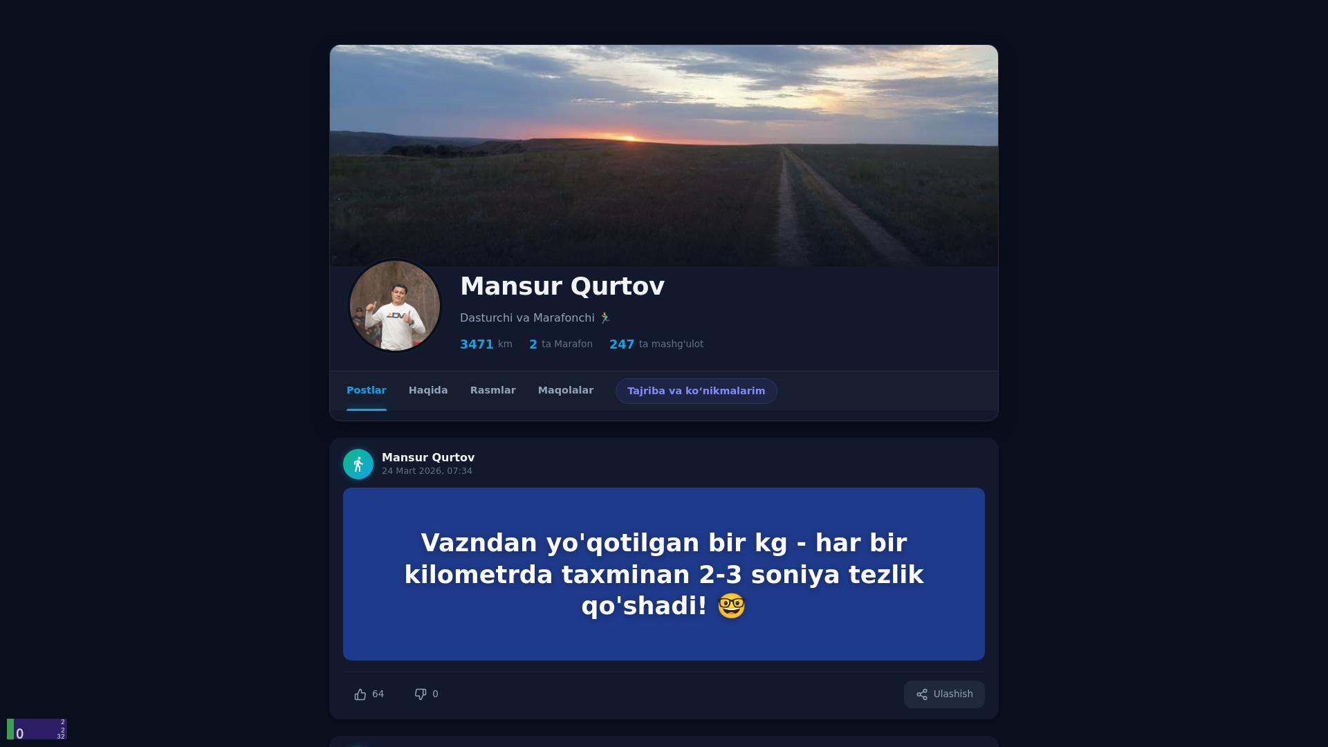 website screenshot of https://mansurjon.uz/