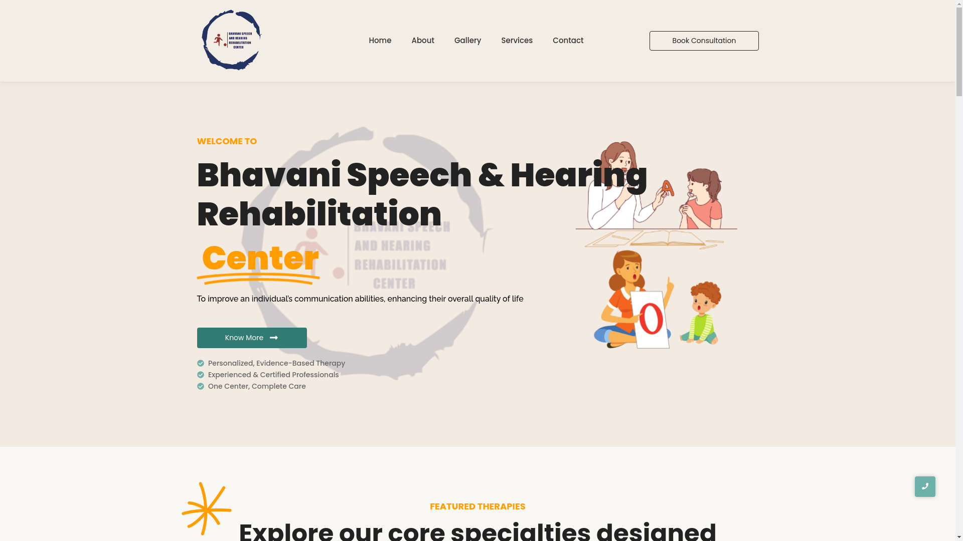 website screenshot of https://bhavanispeechandhearing.in/