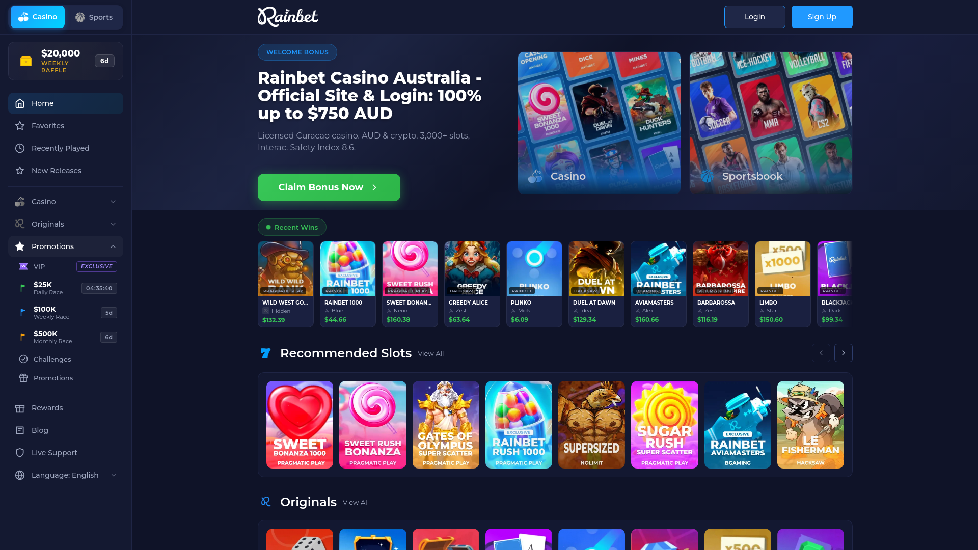 website screenshot of https://rainbet3.org