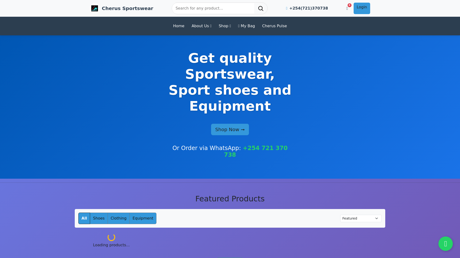 website screenshot of https://cherussportswear.co.ke/