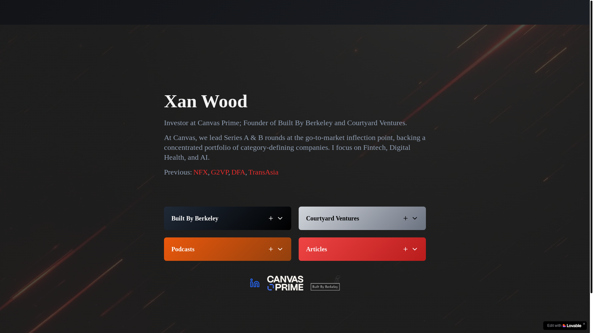 website screenshot of https://xanwood.ai/