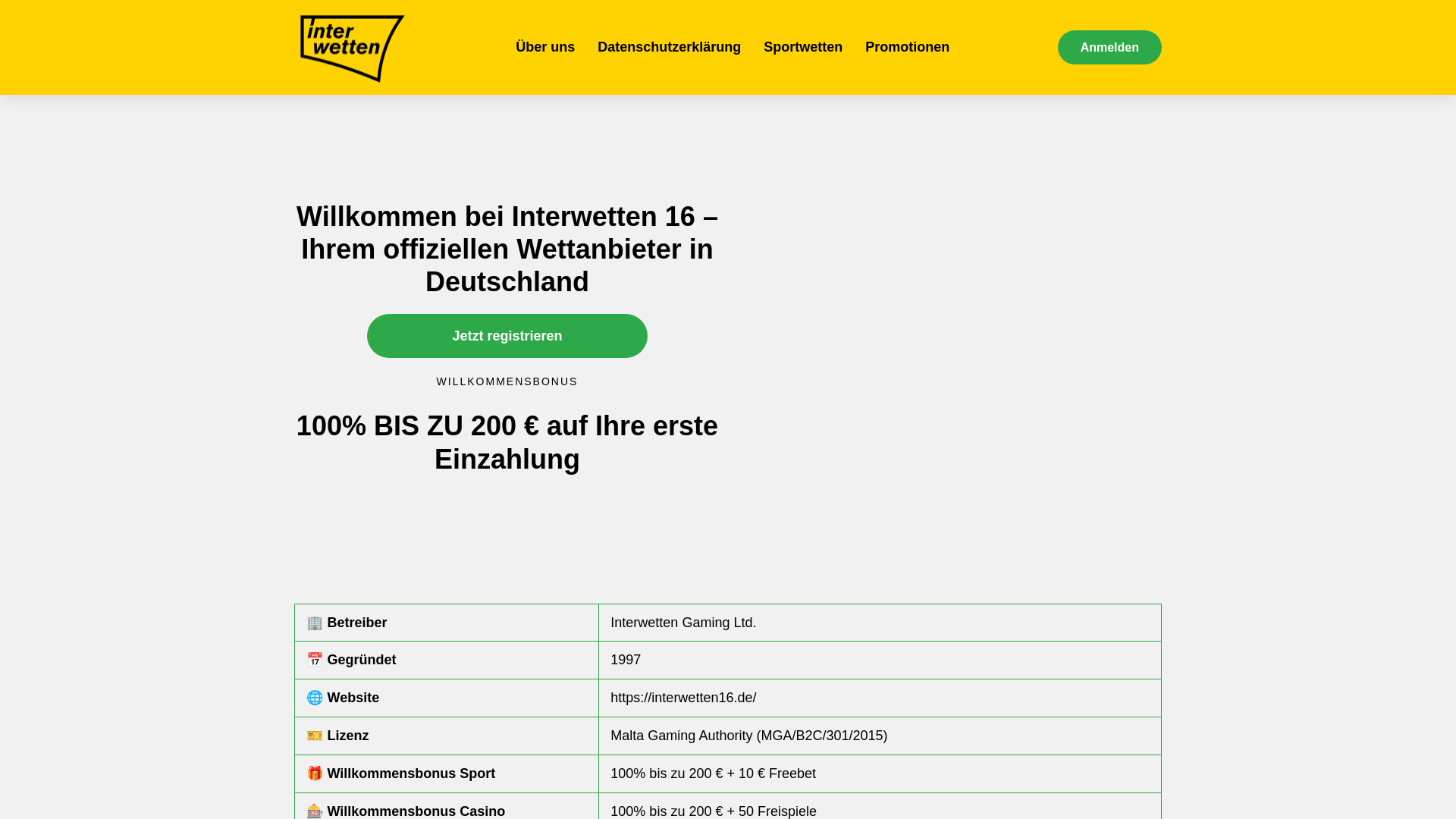 website screenshot of https://interwetten16.de/
