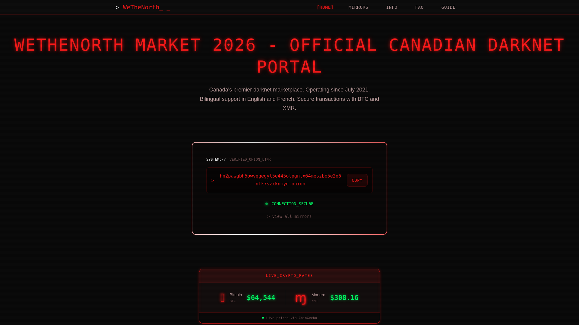 website screenshot of https://wethenorthdm.ink/