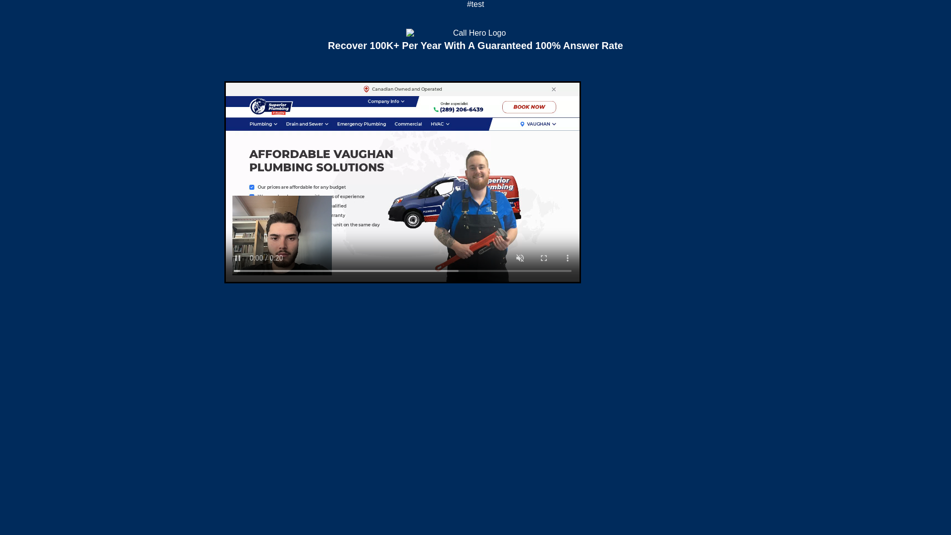 website screenshot of https://call-hero-landing-test2.pages.dev/