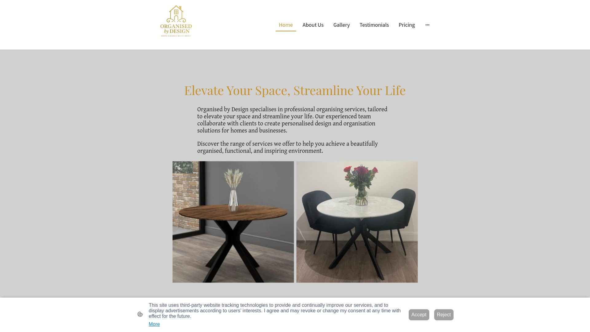 website screenshot of https://organisedbydesign.uk