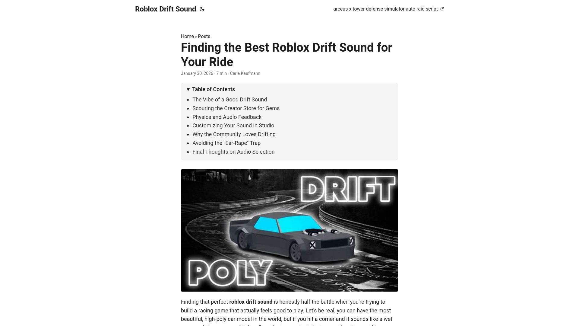 website screenshot of https://roblox-drift-sound.pages.dev/