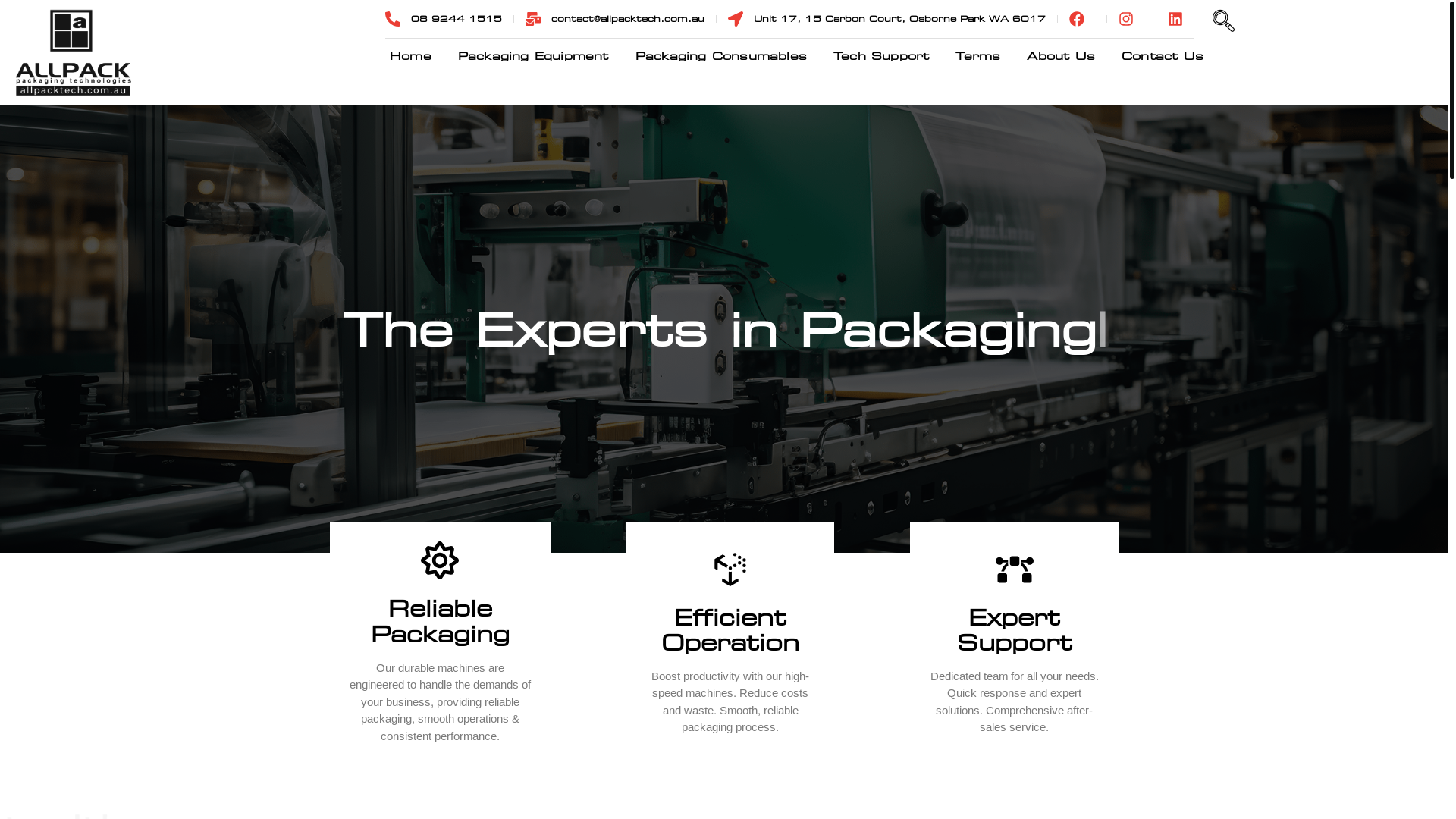 website screenshot of https://allpacktech.com.au/