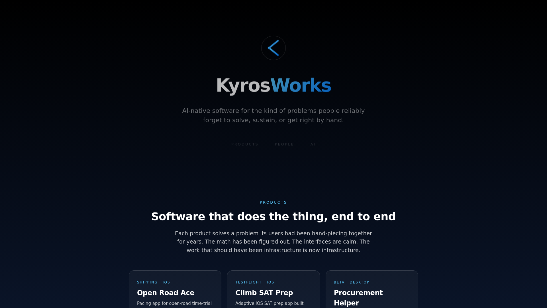 website screenshot of https://kyrosworks.pages.dev/