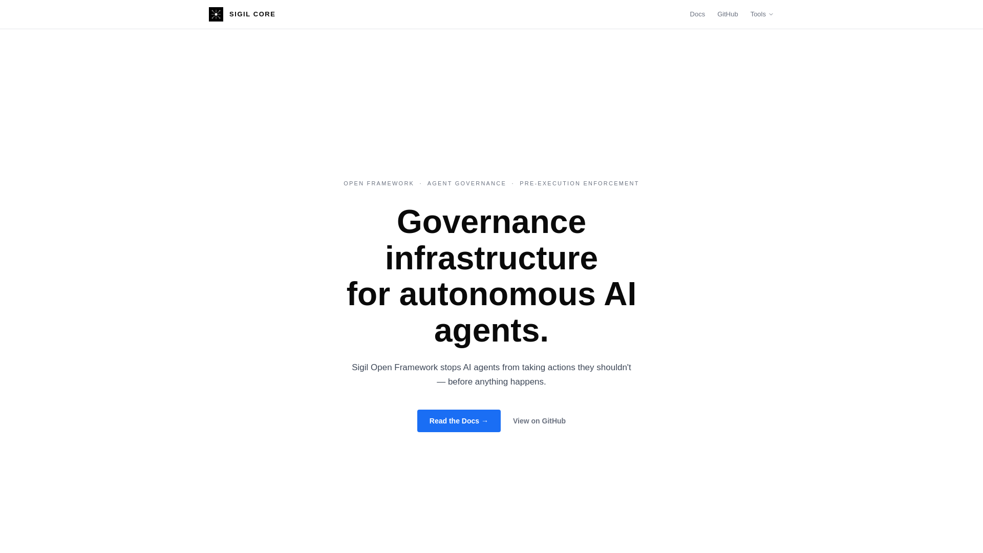 website screenshot of https://sigilopenframework.com/