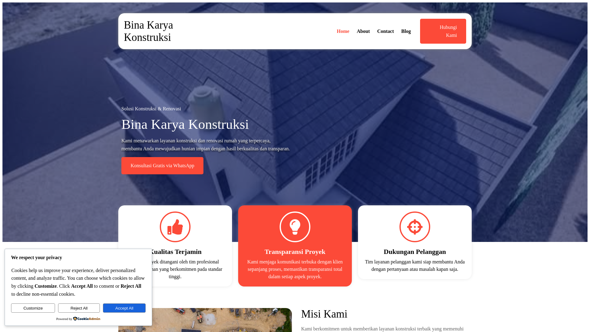website screenshot of https://binakaryakonstruksi.com/