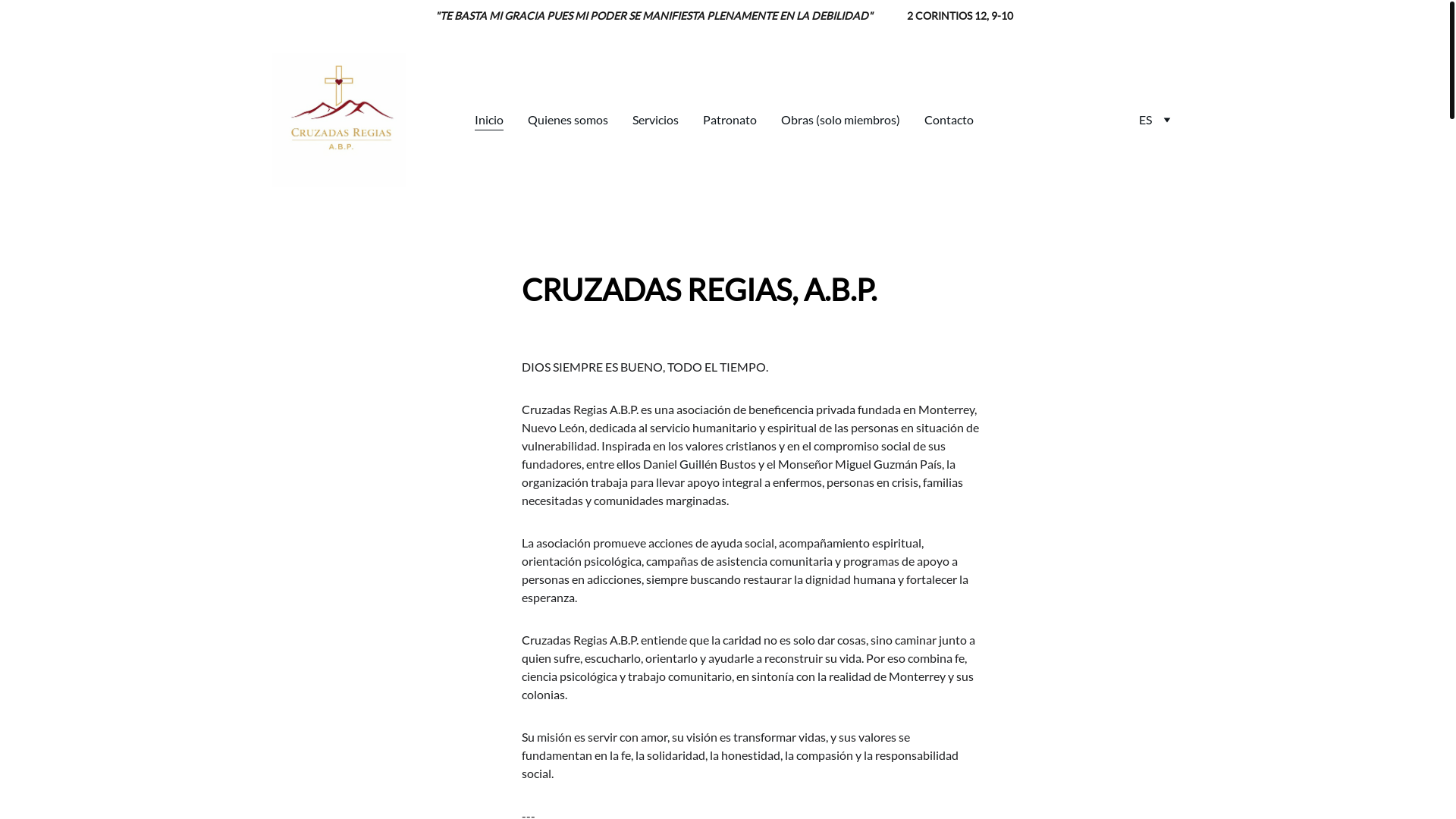 website screenshot of https://cruzadasregias.org/