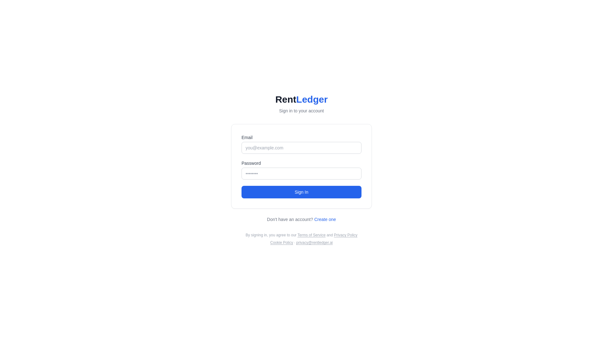 website screenshot of https://rentledger.ai/