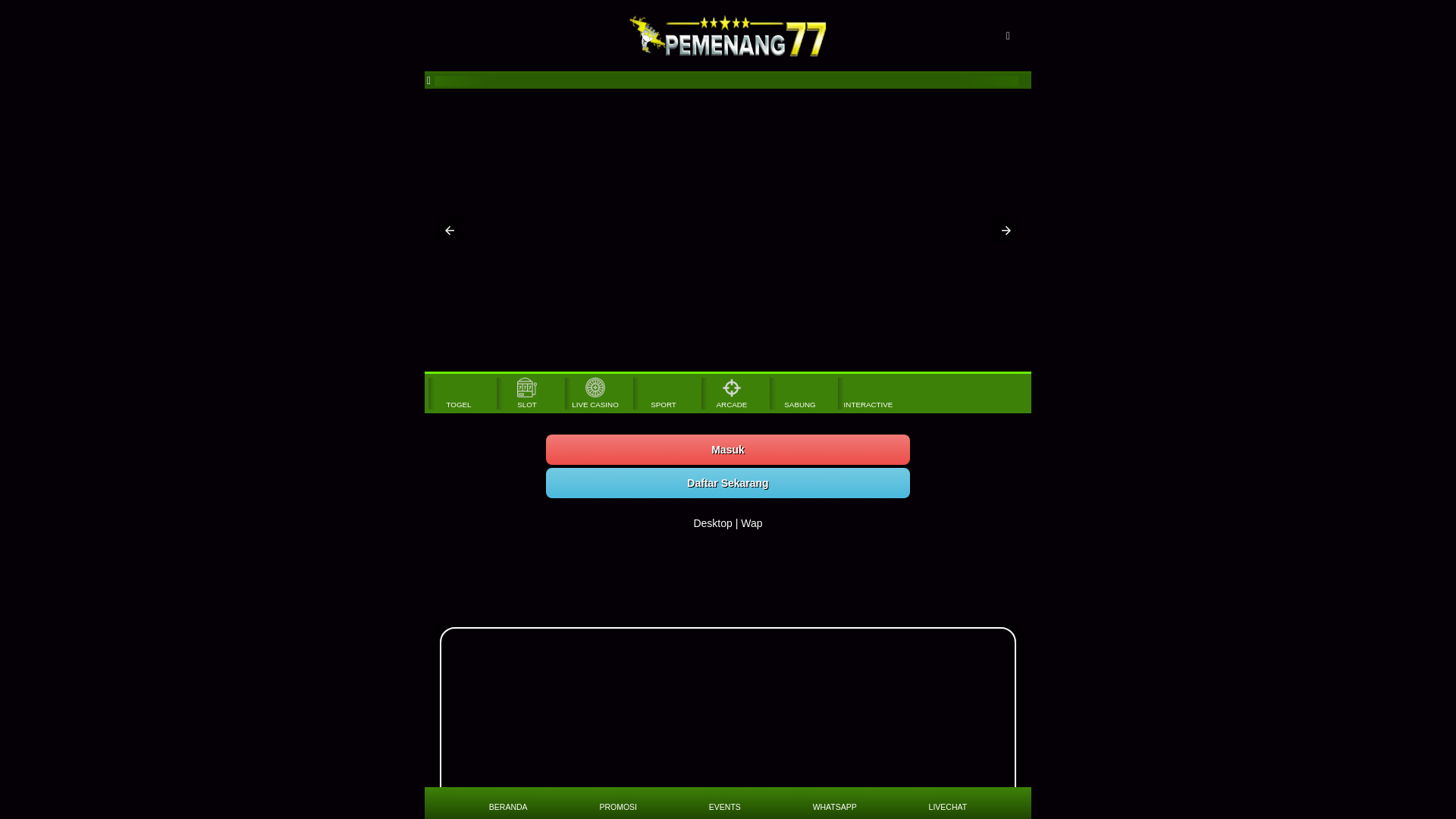 website screenshot of https://pemenang77official.pages.dev/