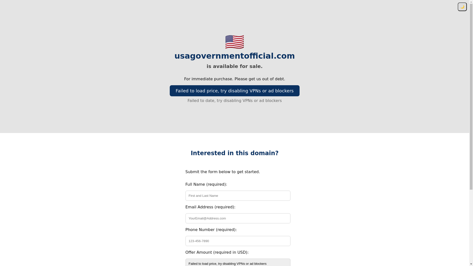website screenshot of https://usagovernmentofficial.pages.dev/