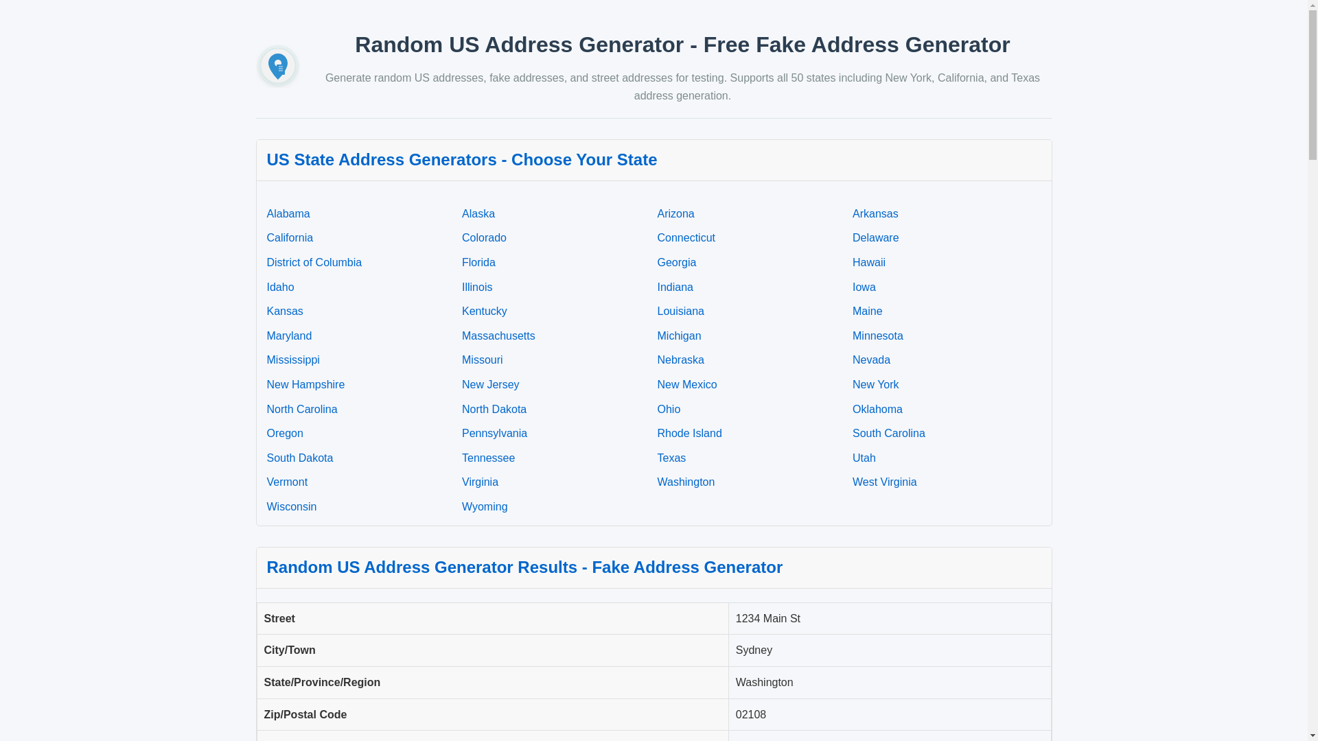 website screenshot of https://randomaddressgenerator.pages.dev/