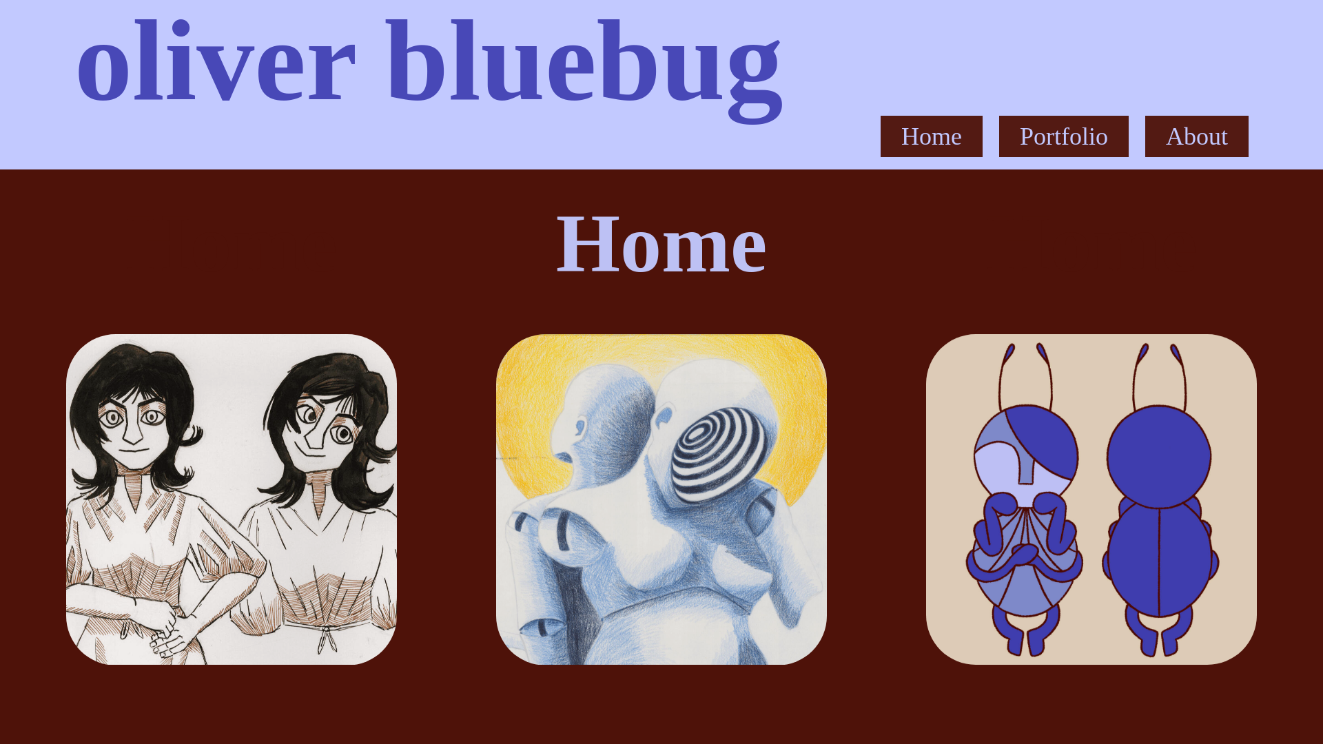 website screenshot of https://oliverbluebug.com/