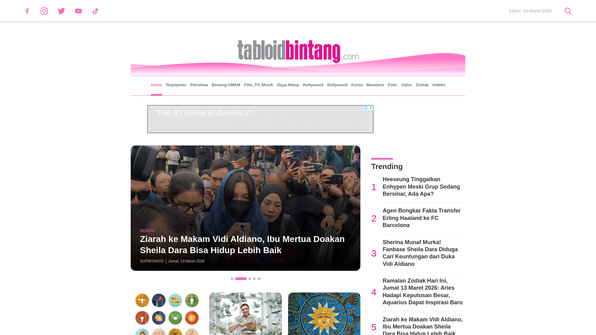 website screenshot of https://tabloidbintang.com