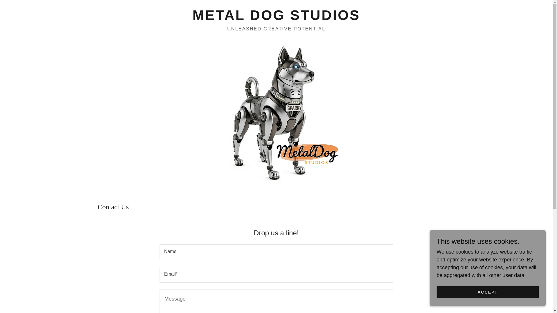 website screenshot of https://metaldogstudios.ca/