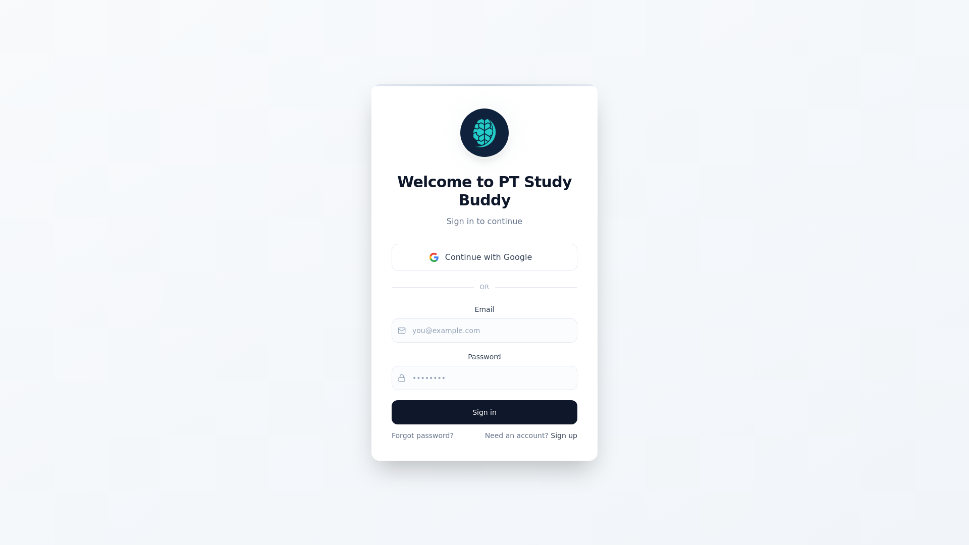 website screenshot of https://ptstudysync.com/