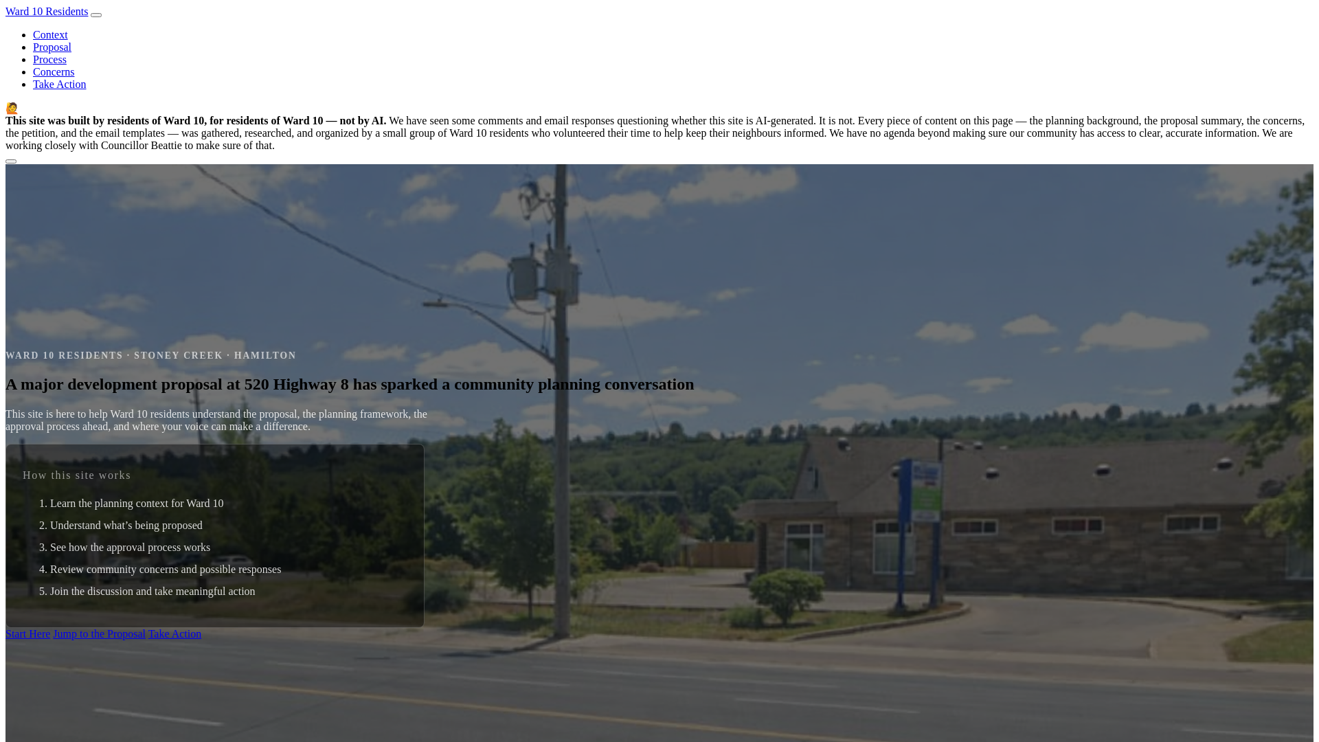 website screenshot of https://ward10residents.ca