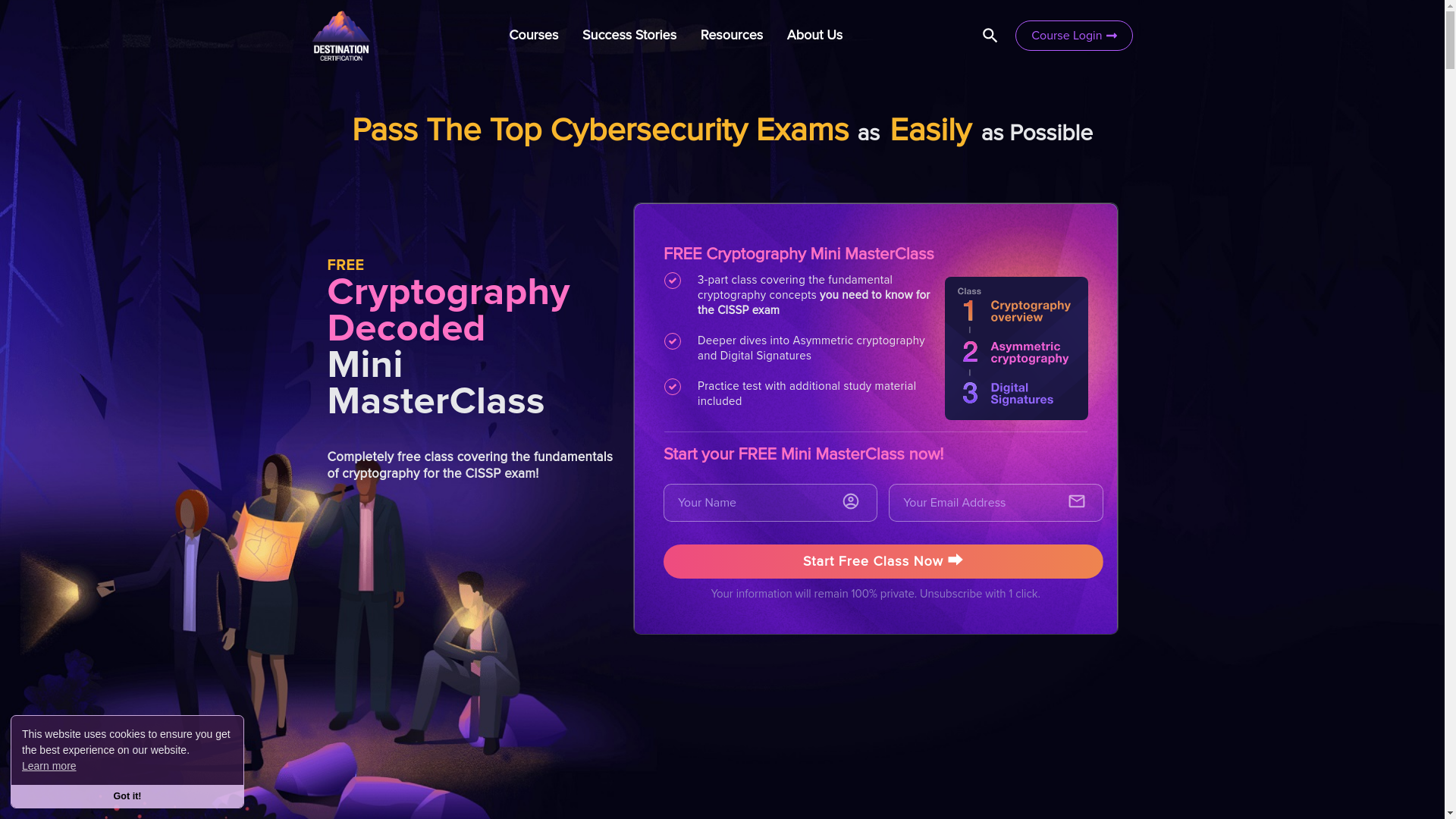 website screenshot of https://getdestcert.com/