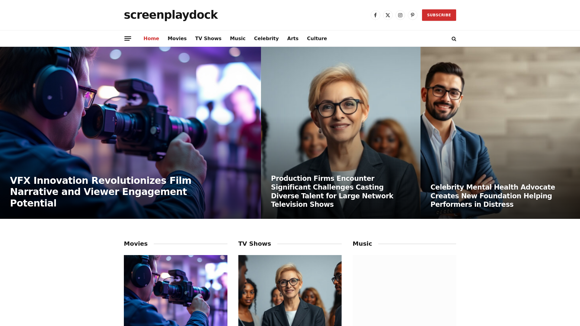 website screenshot of https://screenplaydock.co.uk/