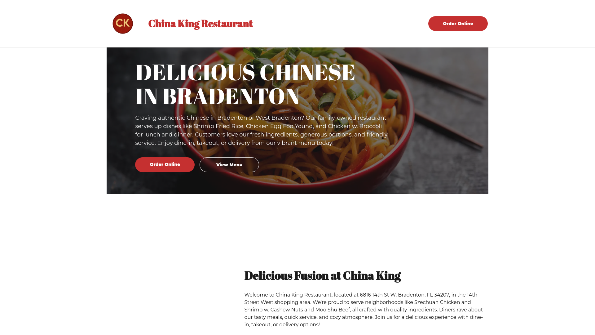 website screenshot of https://chinakingrestaurantfl.com