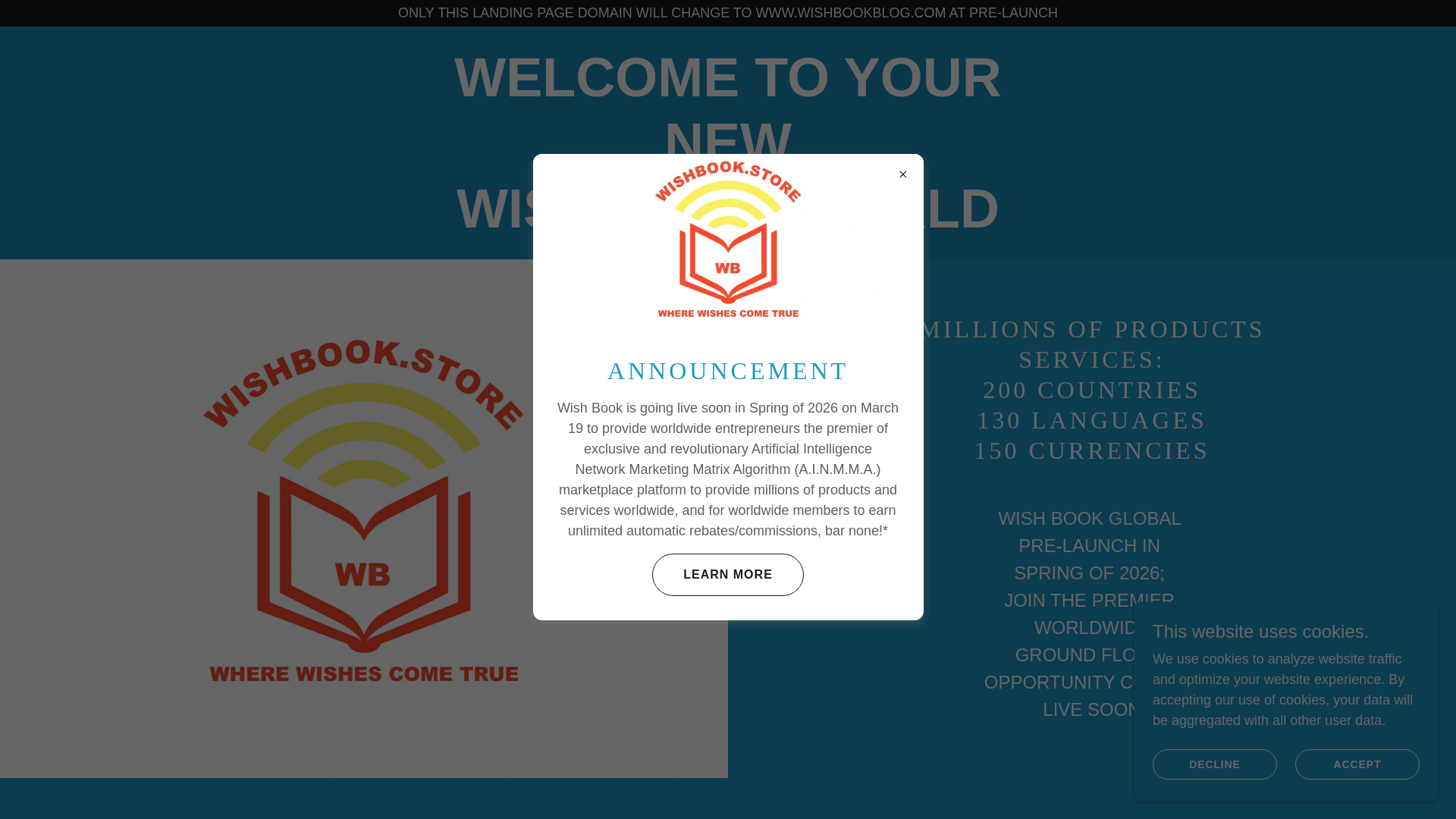 website screenshot of https://wishbook.casa/