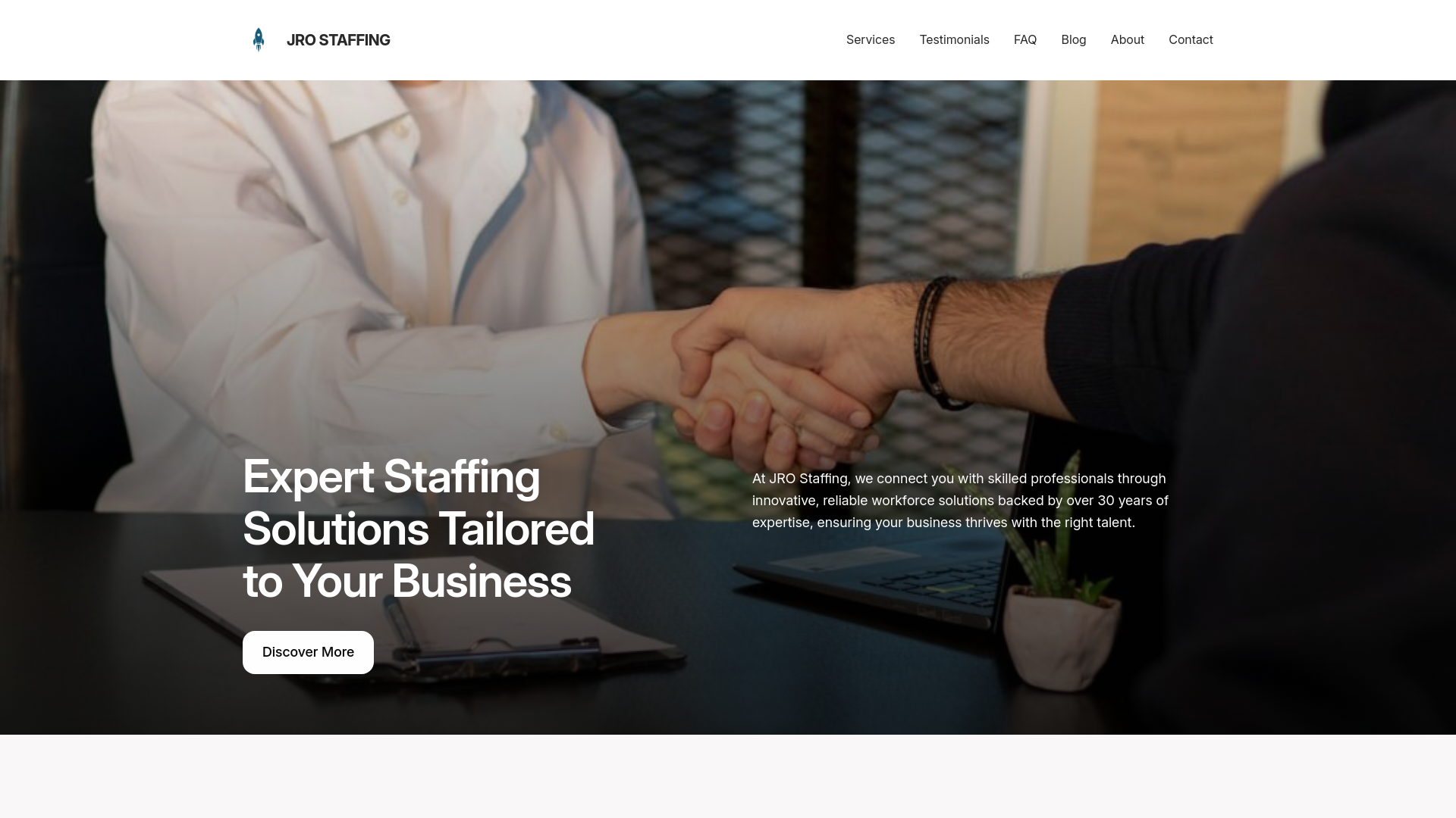 website screenshot of https://jro-staffing.com/