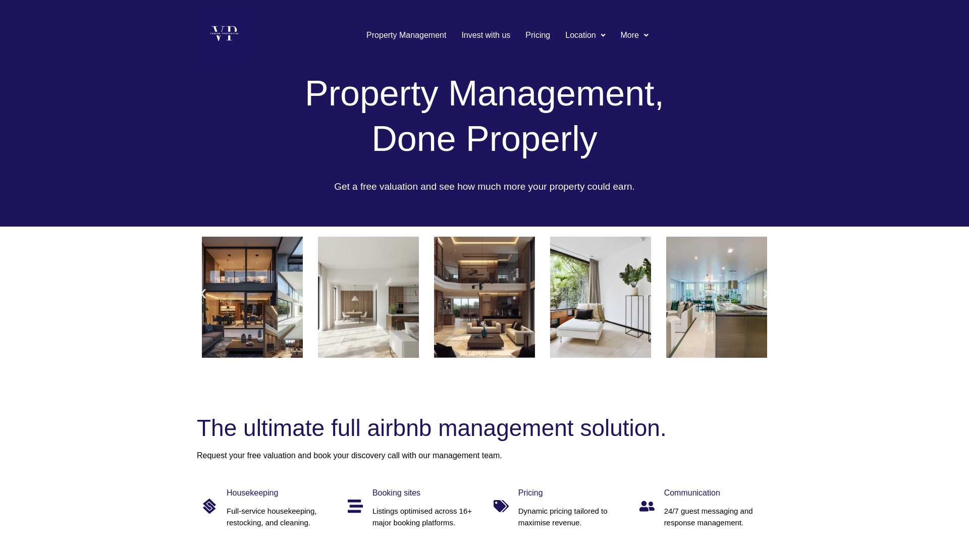website screenshot of https://vezereproperties.co.uk