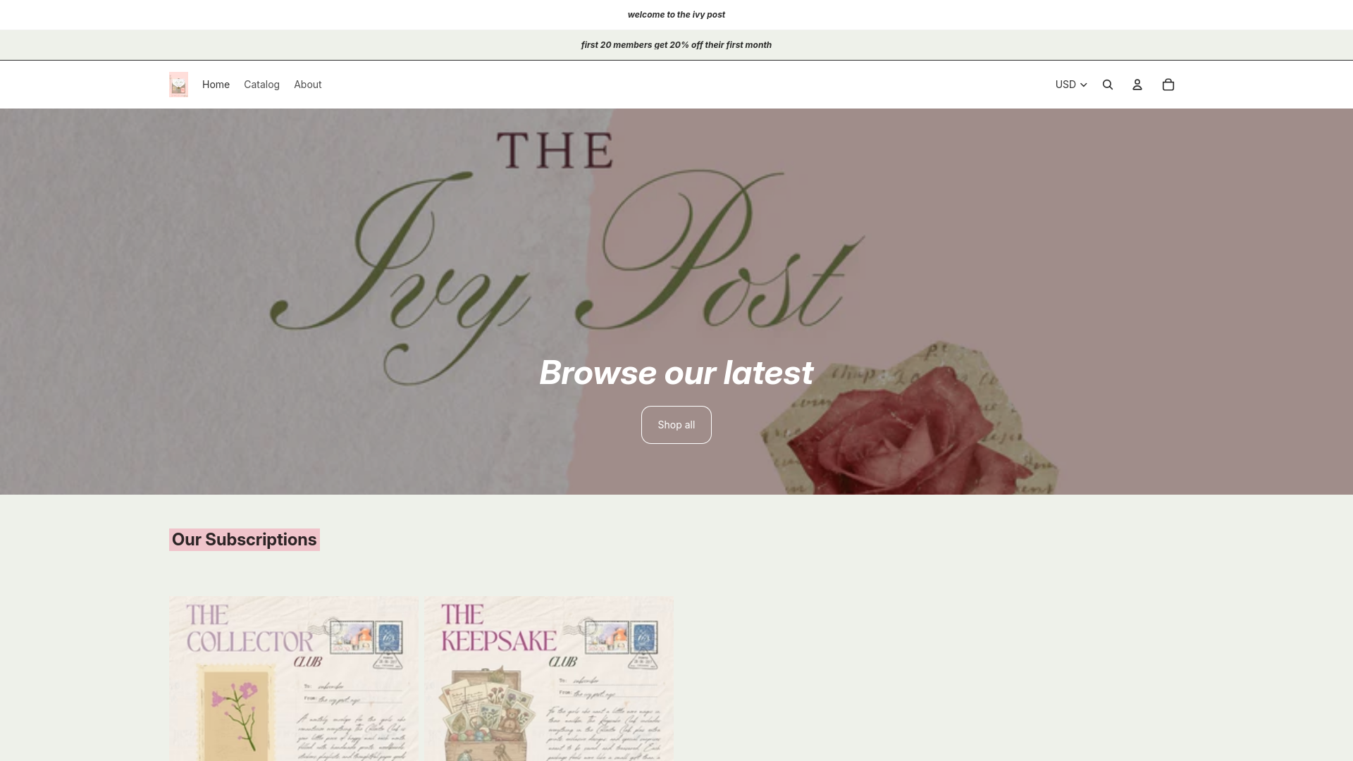 website screenshot of https://theivypost.shop/