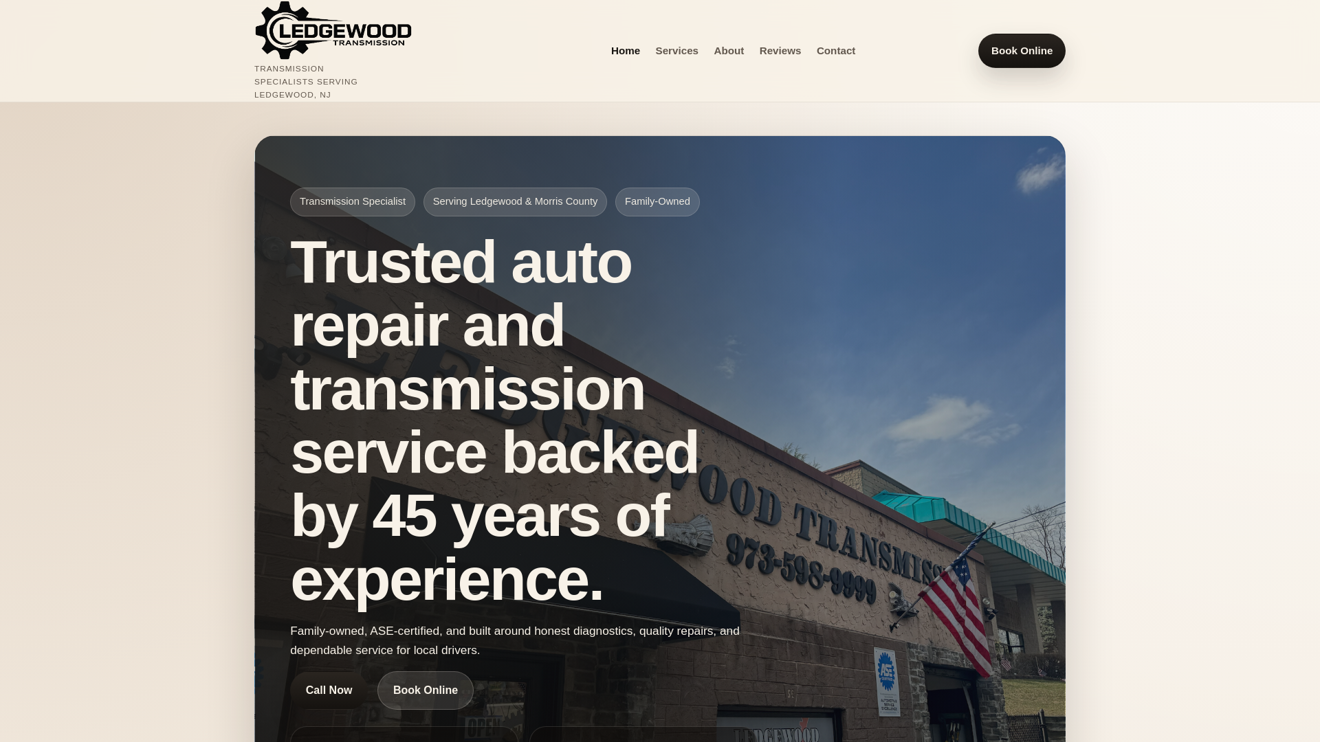 website screenshot of https://ledgewoodtransmissionnj.com/